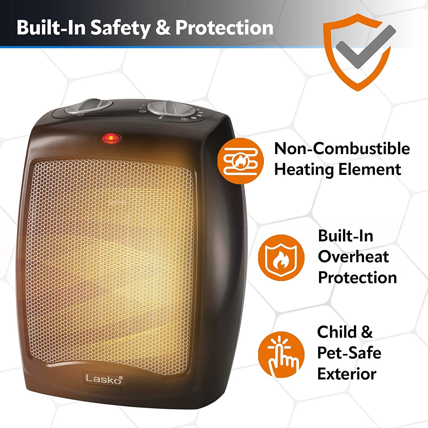 Portable Ceramic Space Heater with Adjustable Thermostat - Ideal for Home or Home Office Use in Black