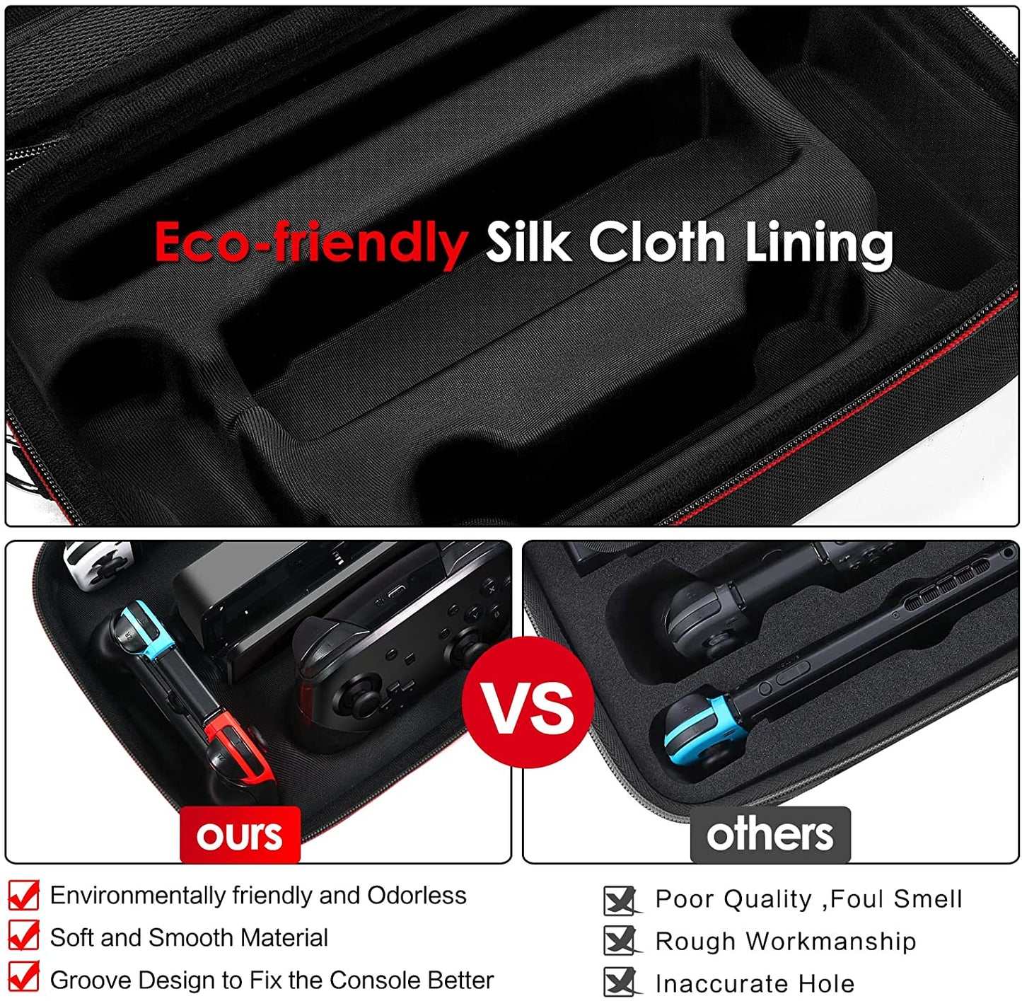  Carrying Storage Case for Nintendo Switch/Switch OLED Model (2021) - Portable Travel Protective Hard Messenger Bag with Soft Lining, Accommodates 18 Games, Switch Console, Pro Controller & Accessories - Black