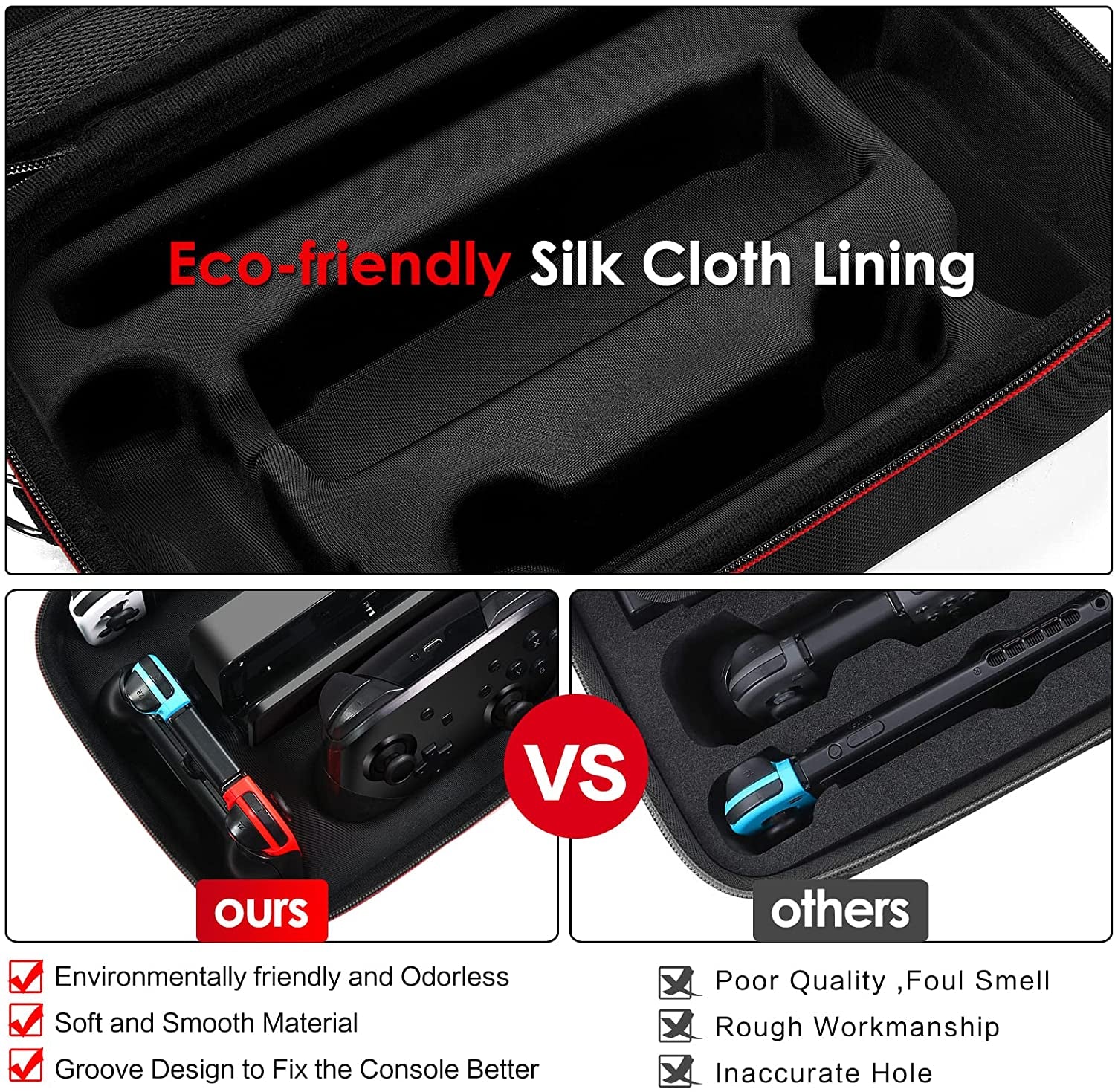  Carrying Storage Case for Nintendo Switch/Switch OLED Model (2021) - Portable Travel Protective Hard Messenger Bag with Soft Lining, Accommodates 18 Games, Switch Console, Pro Controller & Accessories - Black