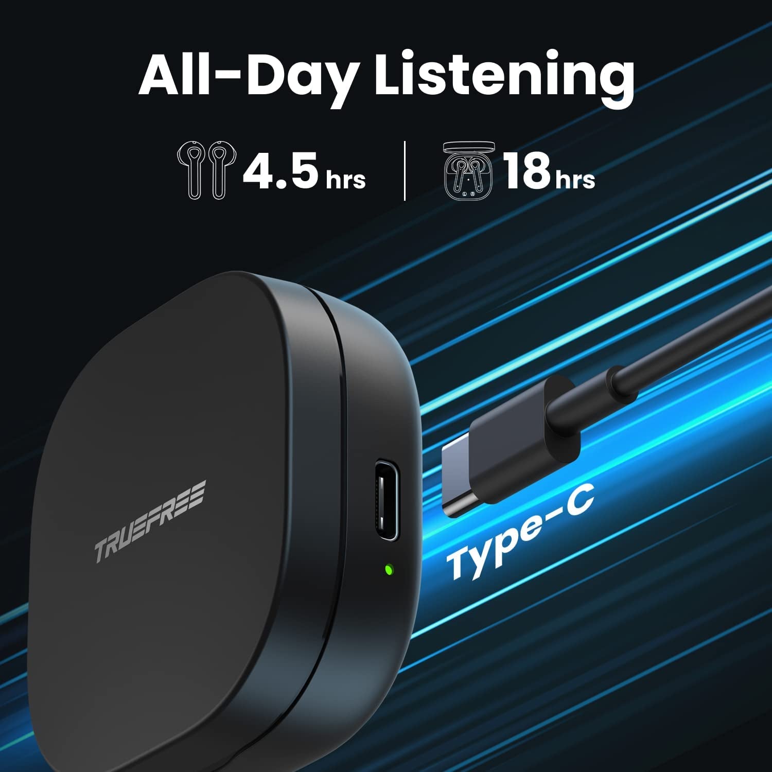 A1 Wireless Earbuds - Bluetooth Earphones with 4 Mics, Immersive Stereo Sound powered by 14.2mm Driver, Clear Calls with ENC, USB-C Charging, 18 Hours Playtime, Single/Twin Mode
