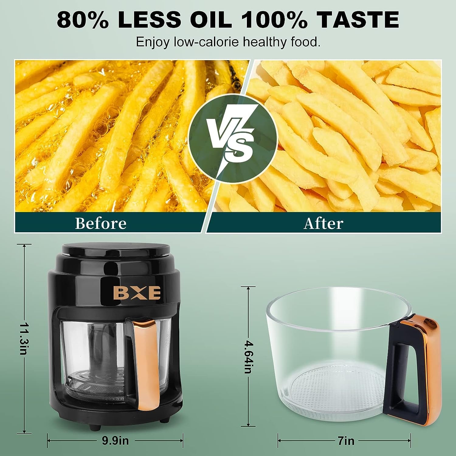 Space-Saving 4QT Air Fryer Oven - Offers No-Oil Frying, Crisping, Roasting, Reheating, and Dehydrating for Quick, Easy Meals; Dishwasher-Safe & Nonstick, Powerful 1400W; Available in Black Color.