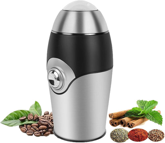 Electric Coffee Grinder - Allows for Coarse, Medium, and Fine Coffee Grinding - 200W Power - Made of Stainless Steel - Suitable for Grinding Coffee and Spices into Powder.