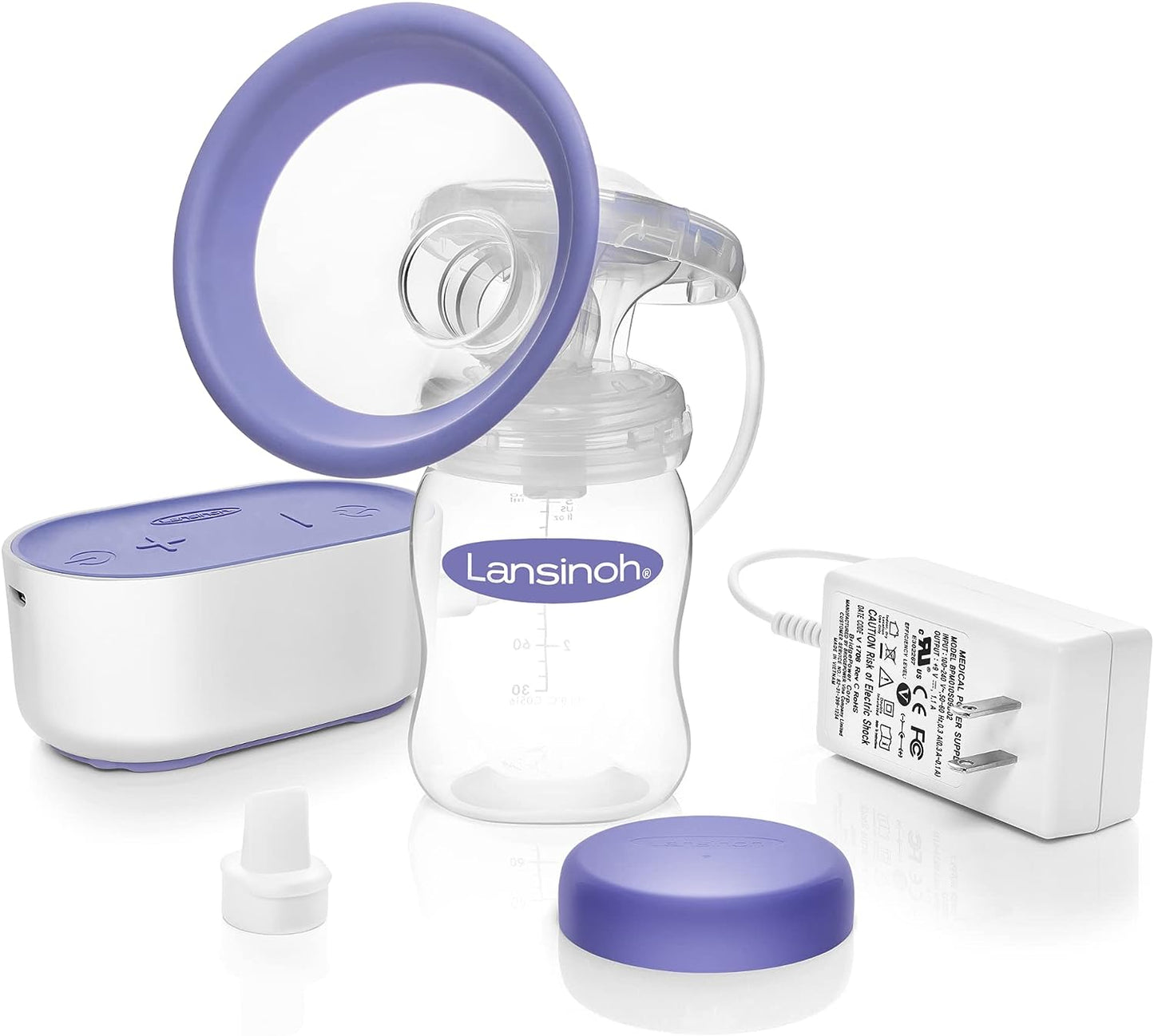 Electric Breast Pump Single Compact for Breastfeeding Moms, Portable, Includes Baby Bottle to Collect Breastmilk for Baby