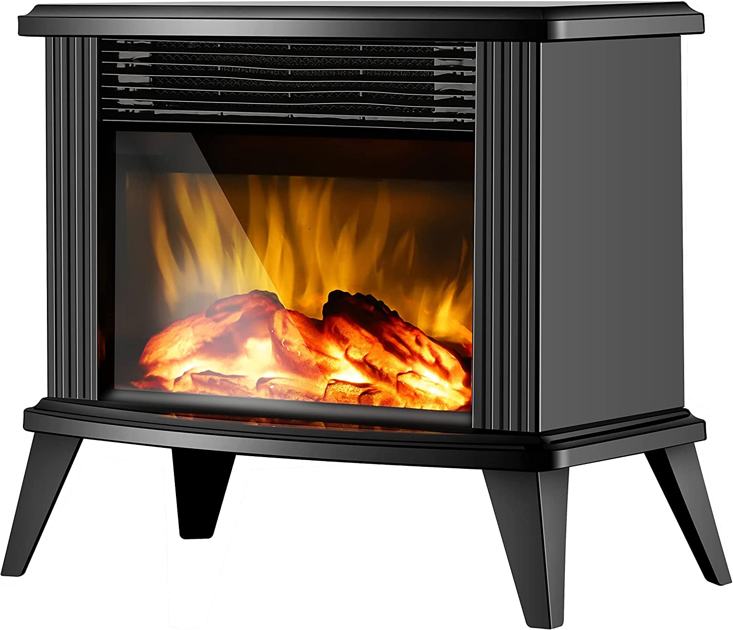 Compact 13" Mini Electric Fireplace: Tabletop Portable Heater with 1500W Power, Black Metal Frame - Ideal for Room Heating and Space Warming