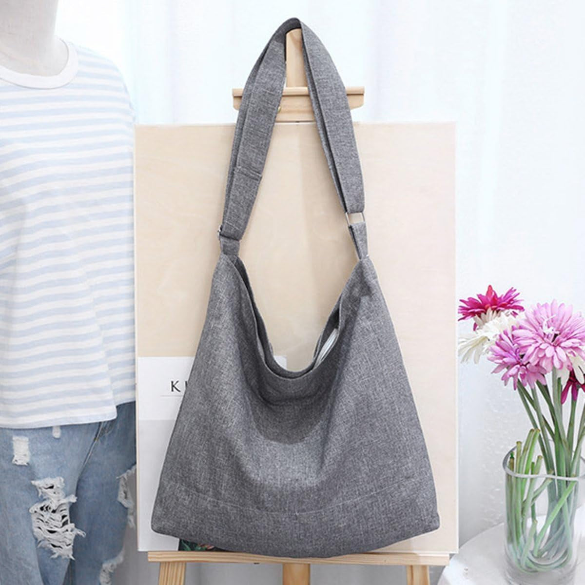 Women's Canvas Crossbody Bag Casual Hobo Bag Shoulder Bag 