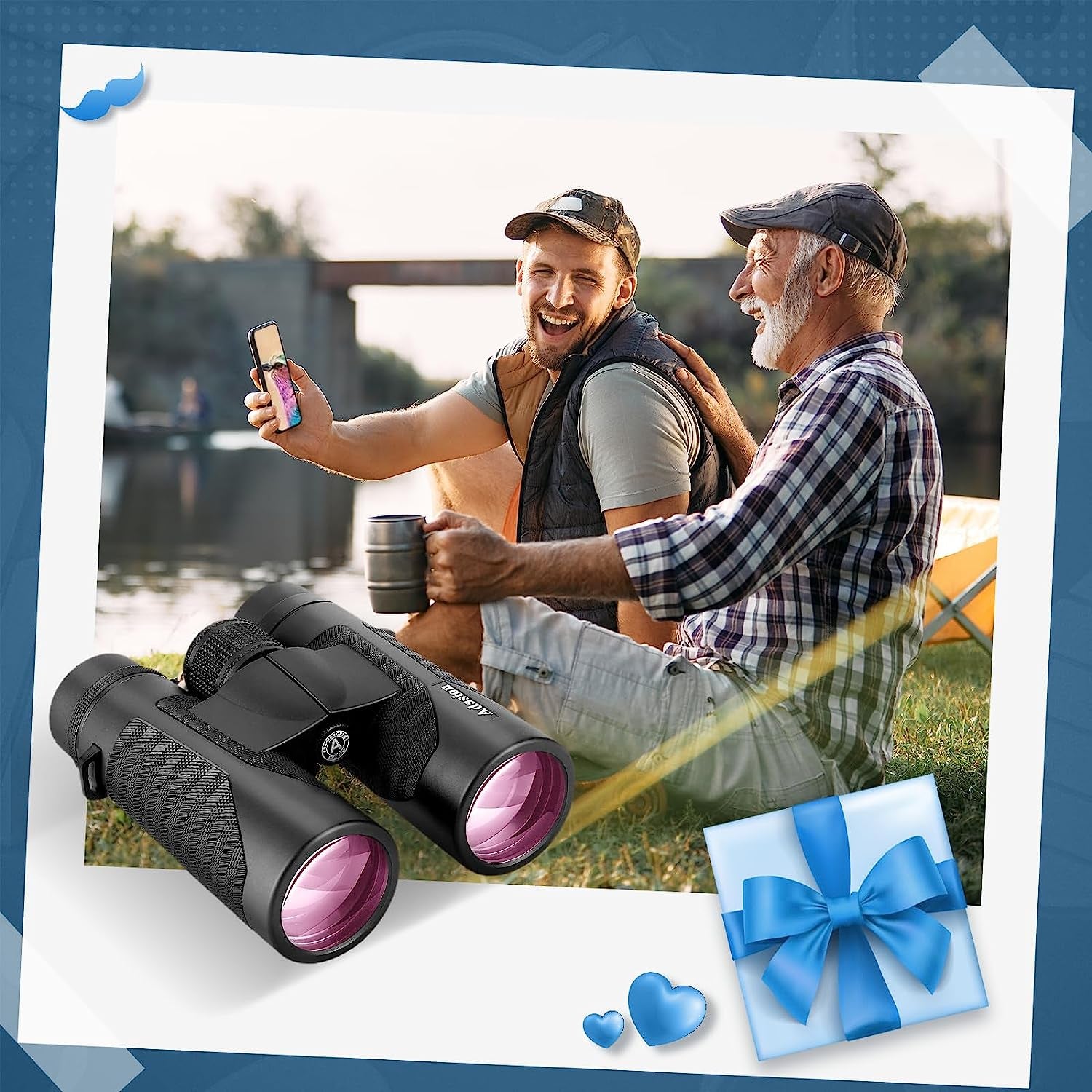 12X42 High Definition Binoculars for Adults with Phone Adapter and Foldable Tripod, Super Bright High Power Binoculars with Large View, Lightweight Binoculars for Bird Watching Hunting Sports