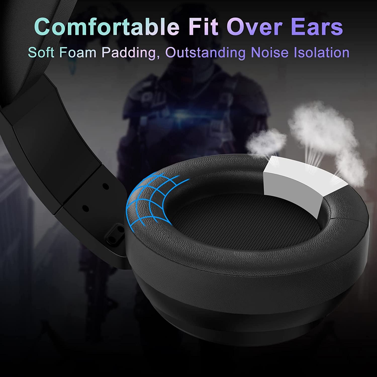 USB Pro Gaming Headset V20U for PC - 7.1 Surround Sound Headphones with Noise Cancelling Microphone. Features RGB Lights and Memory Foam Ear Pads. Compatible with Laptops.