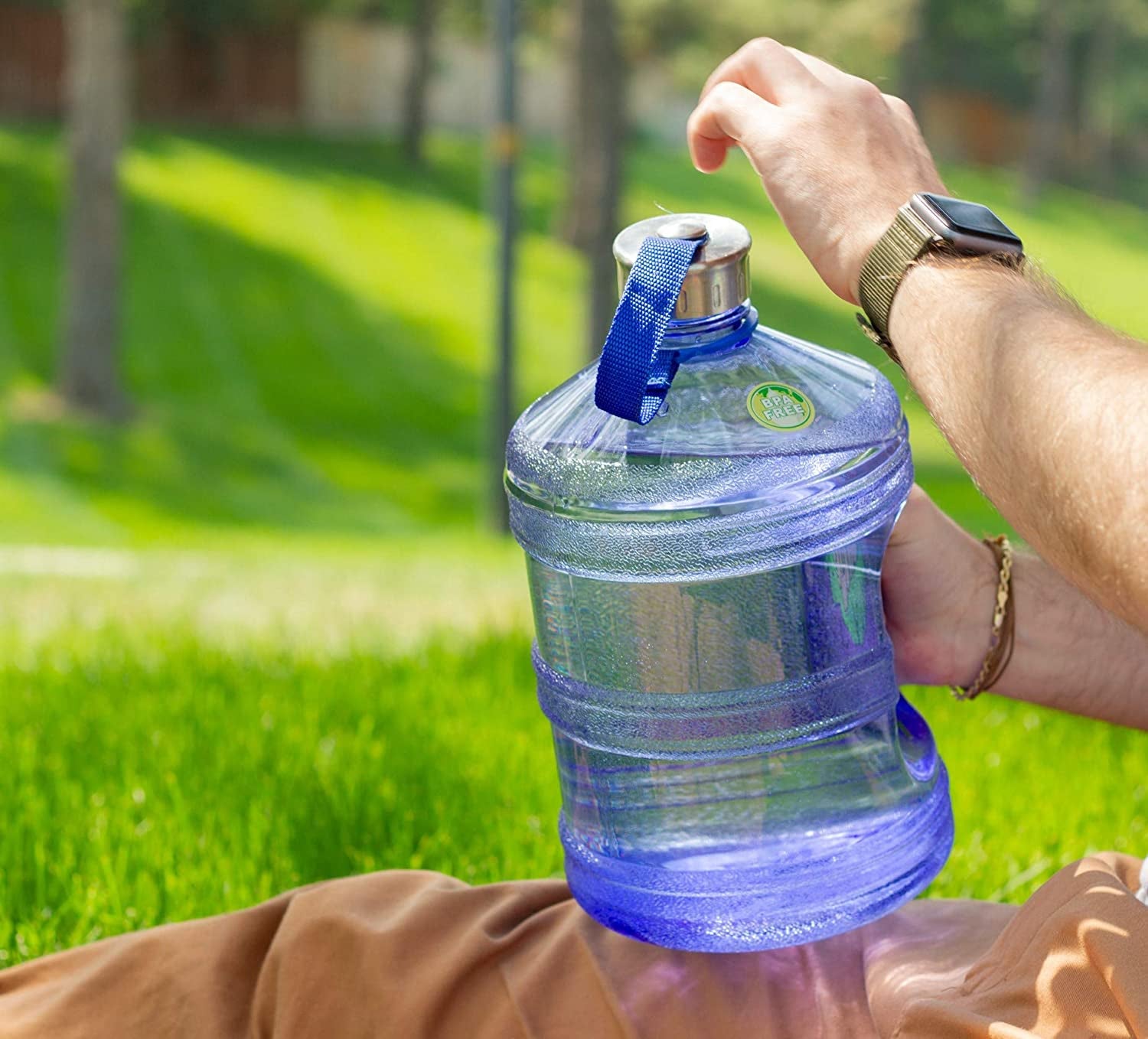 Enviro BpA Free 1 Gallon Round Water Bottle- Blue
