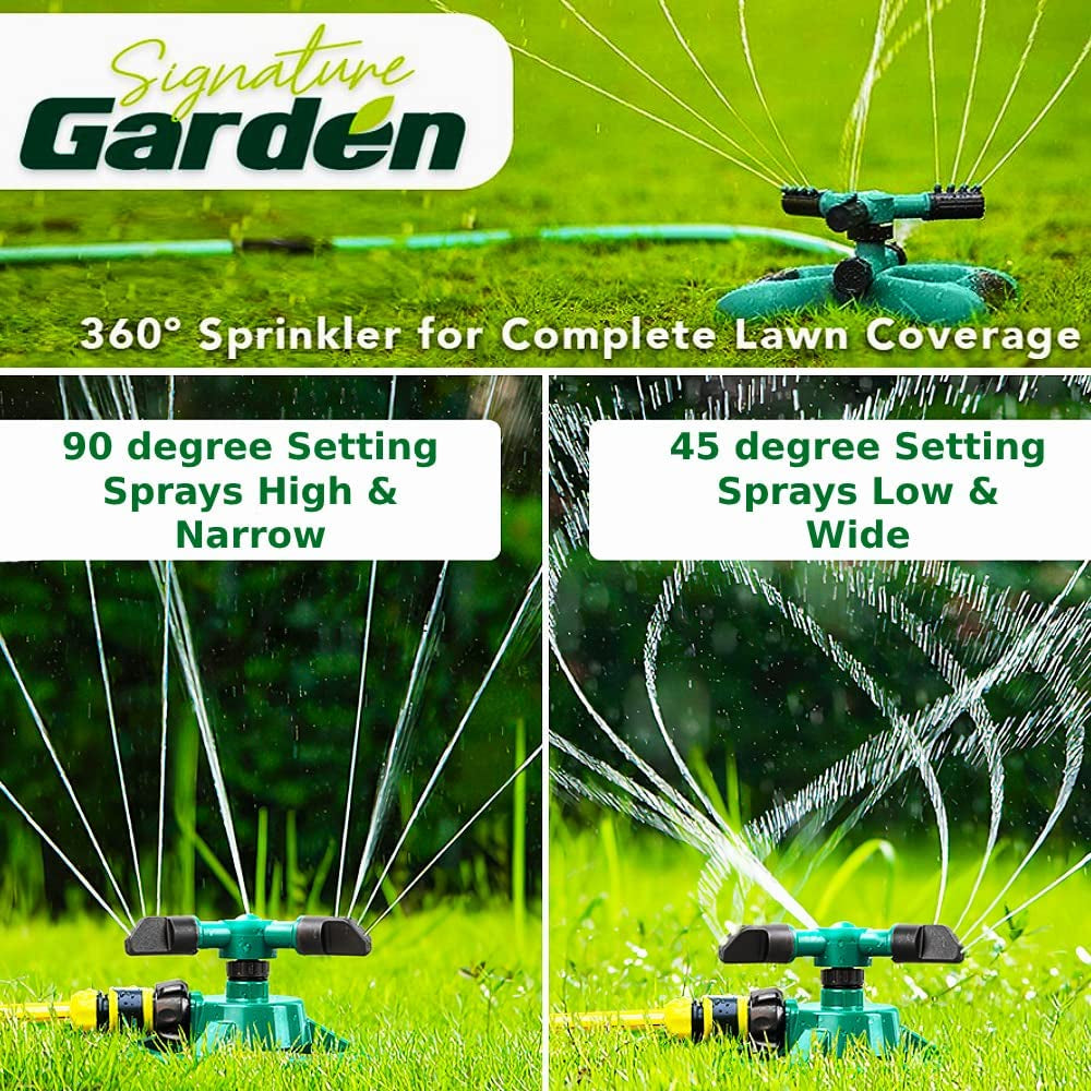 Three Arm Garden Sprinkler with Twelve Built-in Spray Nozzles - Provides 360 Degree Rotation and Covers 3600 Square Feet