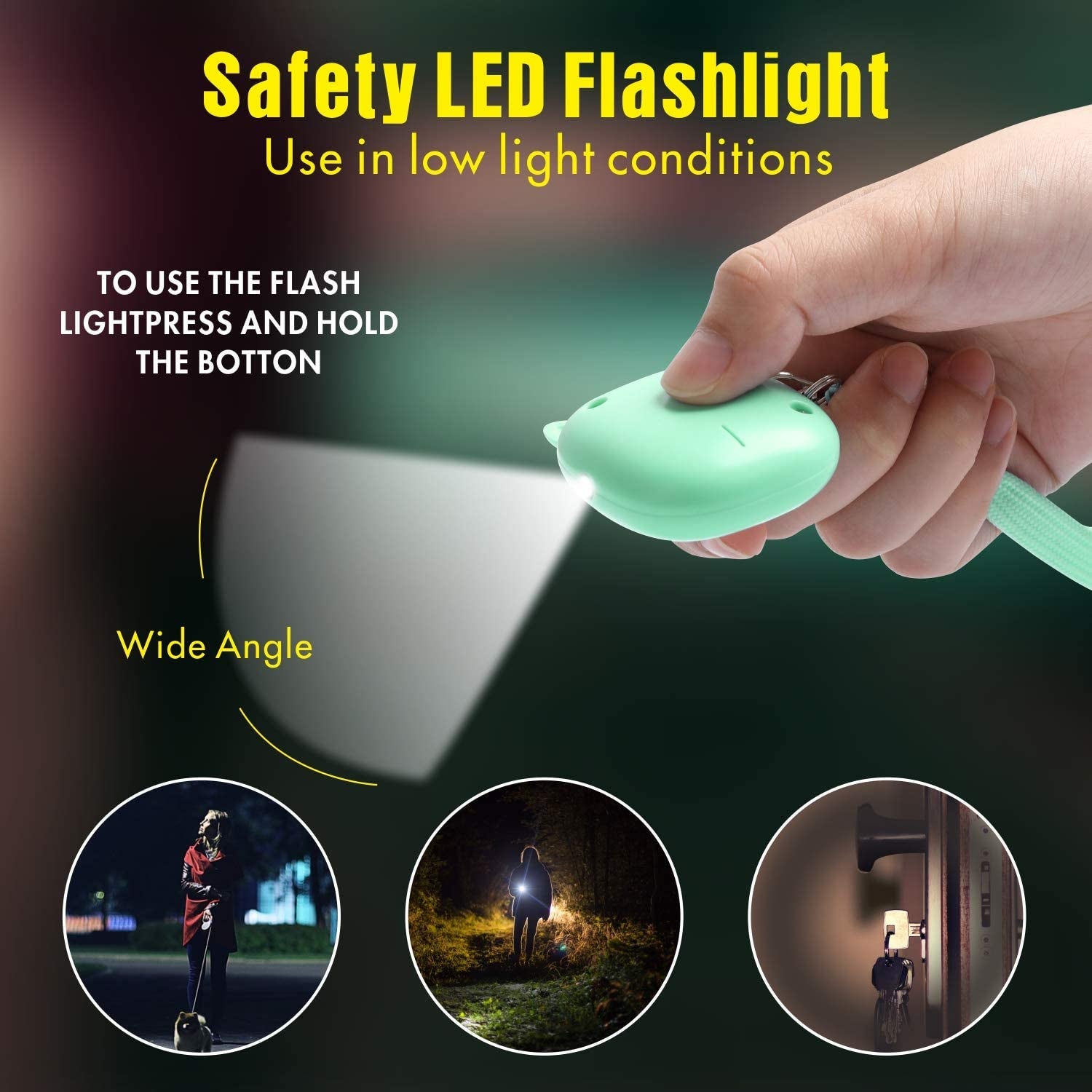 Personal Safety Alarm, 3-Pack 130 dB Emergency Self-Defense Security Alarm Keychain with LED Light - Ideal for Women, Men, Children, and the Elderly (Black/Purple/Green)