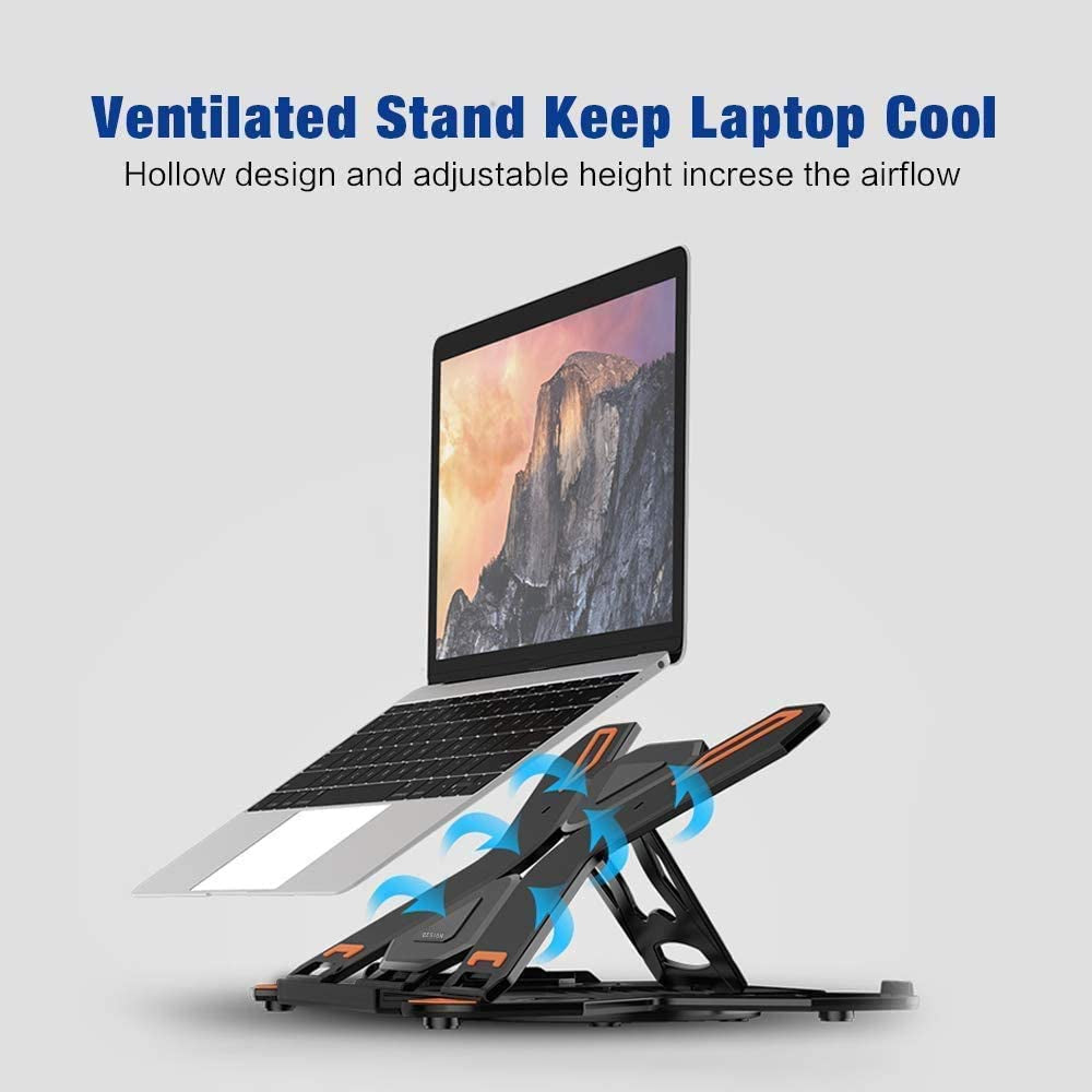 Ergonomic Laptop Stand - Adjustable Notebook Computer Holder Compatible with Air, Pro, Dell XPS, HP, Lenovo and More 10-15.6" Laptops - Black