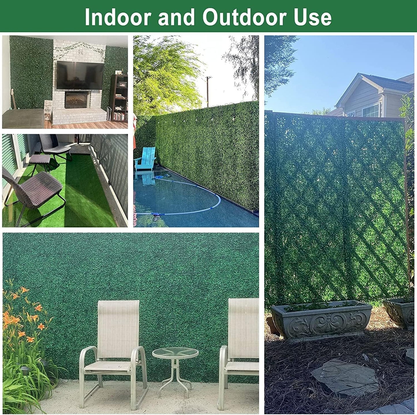 12pcs Green Grass Wall: Artificial Privacy Panel for Indoor and Outdoor Fencing (23.6" X 15.7")