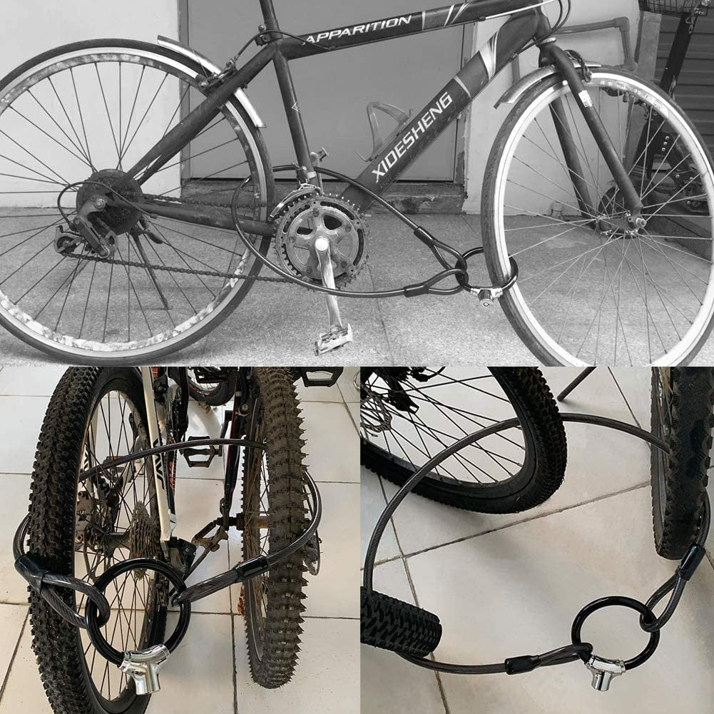 4FT Braided Steel Cable Bike Lock with Loop End, Enhanced Security, 4-Digit Combination (Black Cable)