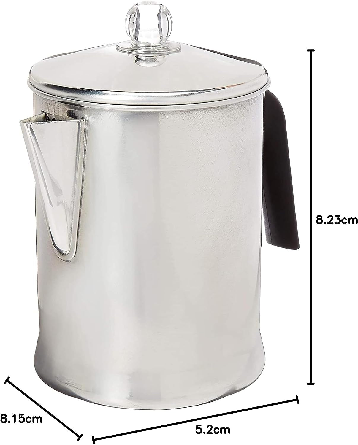 Aluminum Stove Top Percolator Maker Durable 9 Cup, Brew Coffee On Stovetop, Silver