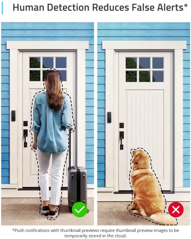 Wi-Fi Video Doorbell - 2K Resolution - No Monthly Fees - Local Storage - Human Detection - Includes Wireless Chime - Requires Existing Doorbell Wires and Installation Experience - 16-24 VAC, 30 VA