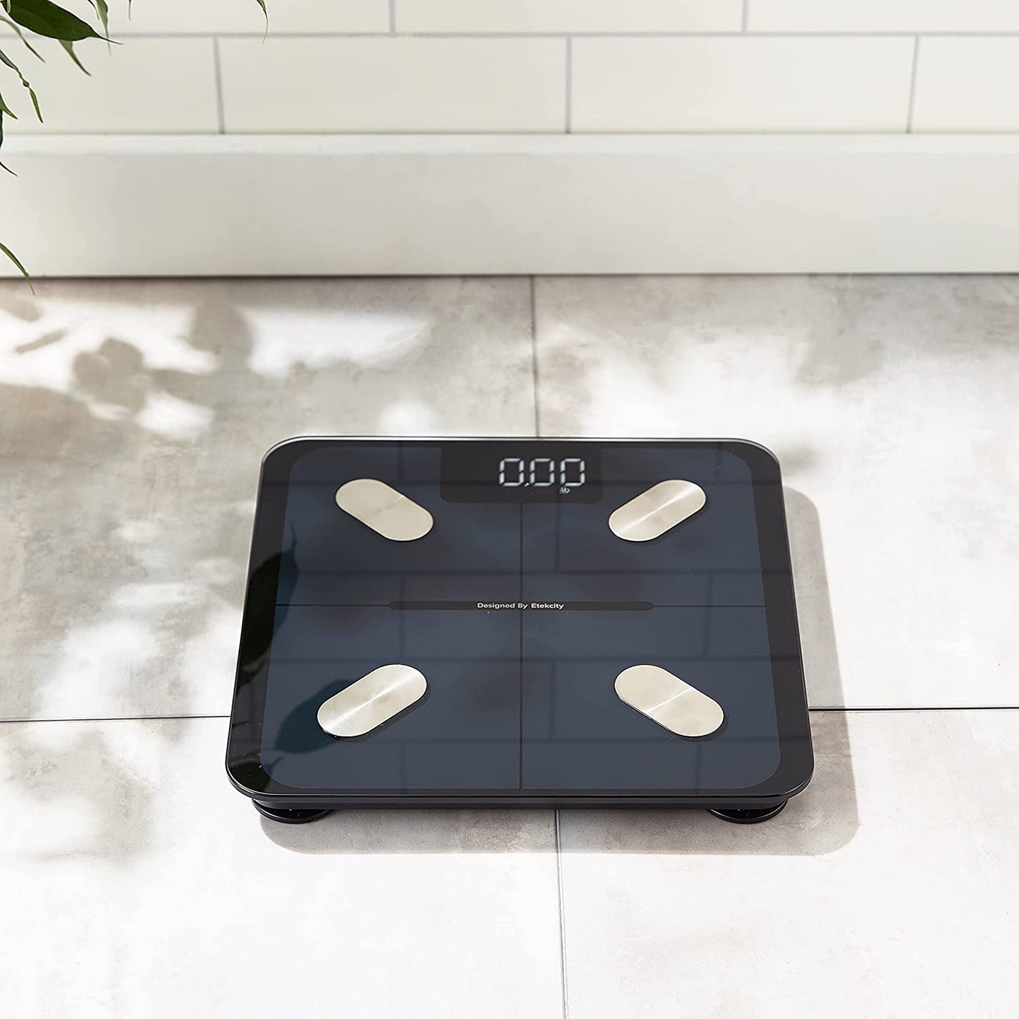 Bluetooth Bathroom Digital Scale: Measures Body Weight, Body Fat, and Water Weight with BMI Analyzer - Accurate up to 400lbs, Black ESF-551.