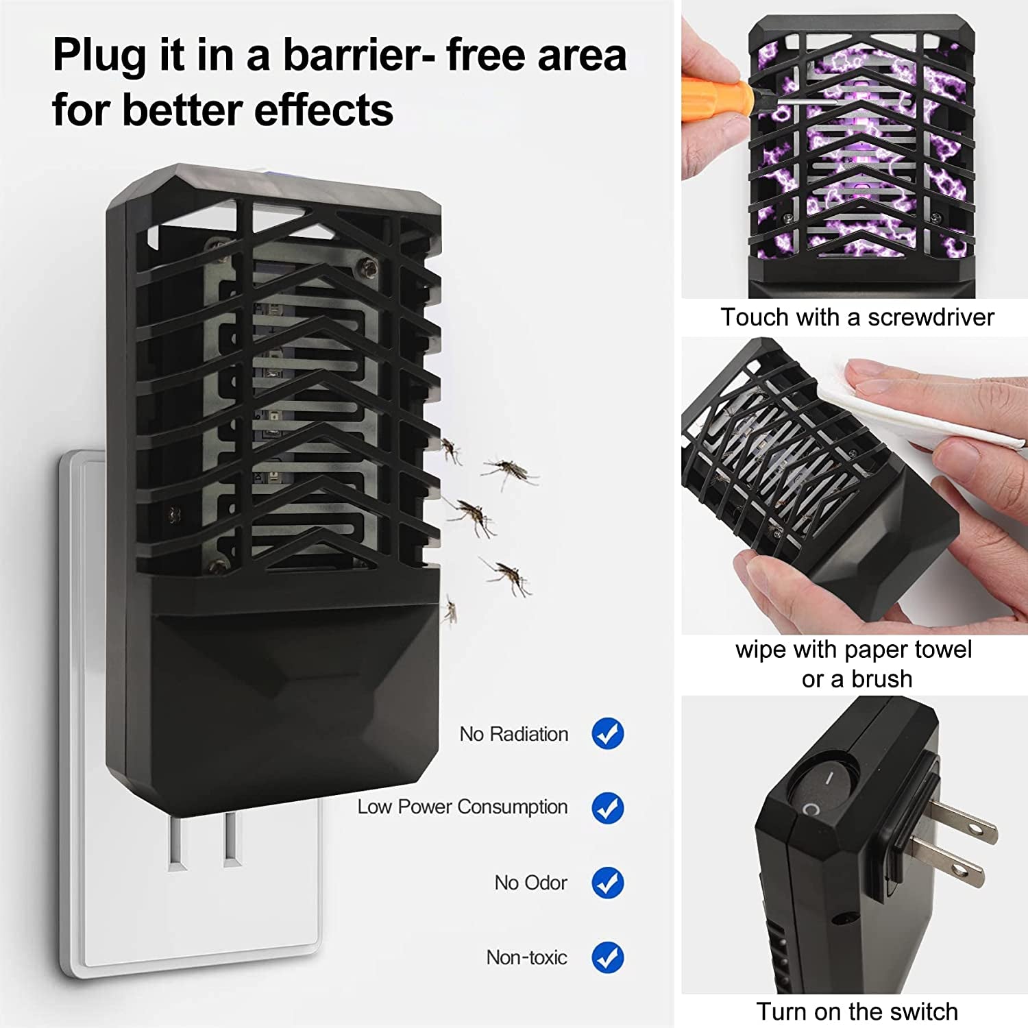 Indoor Bug Zapper - Electronic Fly Zapper Lamp - Silent and Non-Toxic Insect Mosquito Killer - Suitable for Home Use