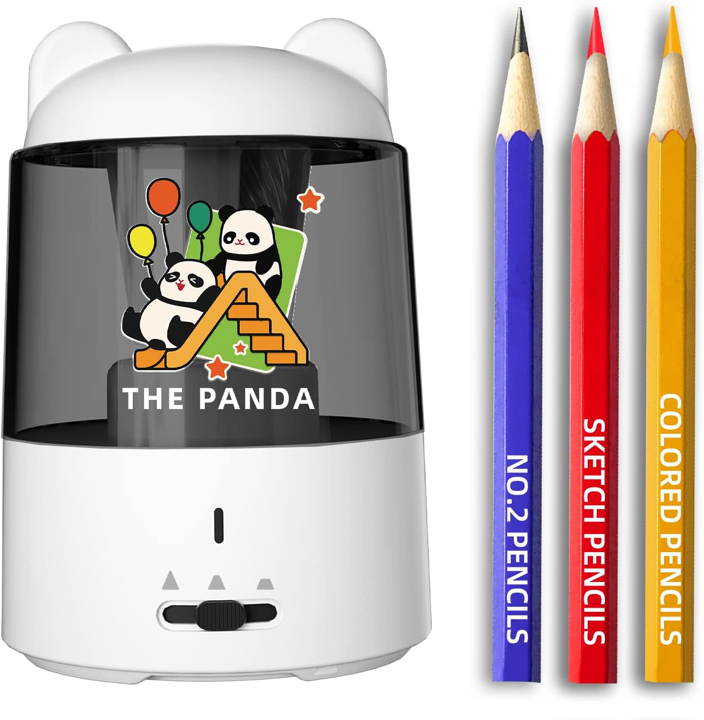 Small Battery-Powered Electric Pencil Sharpener - Quickly Sharpens No.2/Colored Pencils (6-8mm) - Ideal for School, Classroom, Office, and Home Use in White