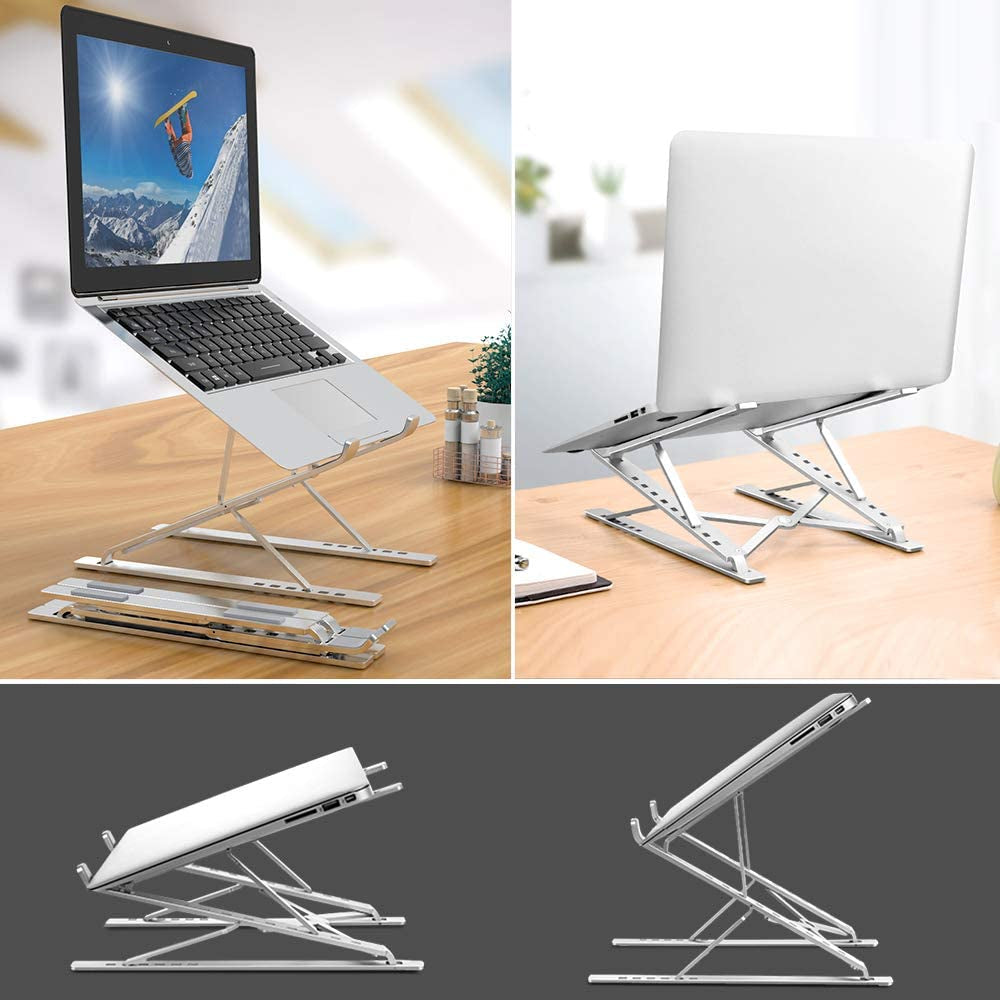 Adjustable Aluminum Laptop Stand for 10" - 17" Laptops and Tablets - Portable and Ergonomic Design