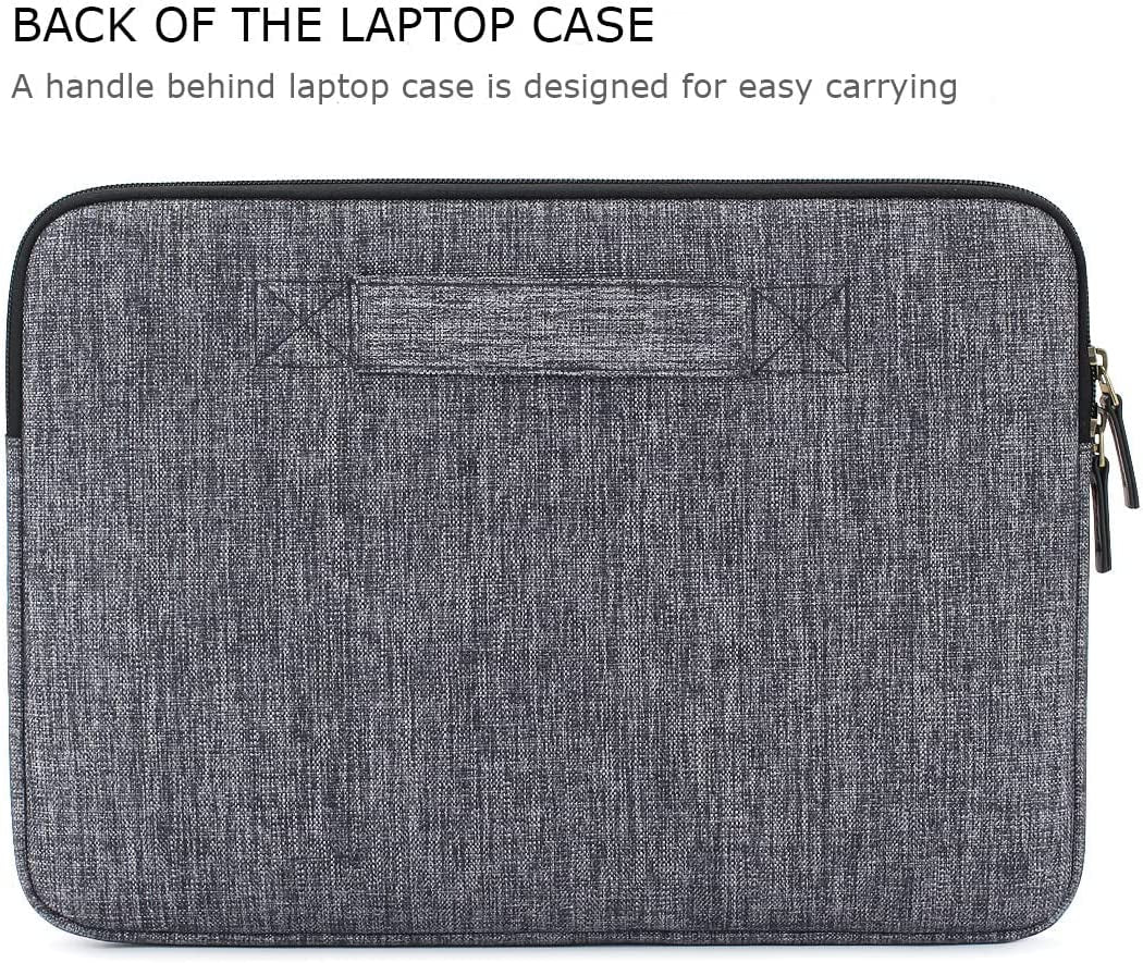 14 Inch Waterproof Laptop Sleeve: Slim Canvas Computer Bag with Back Handle. Designed for 14" Laptops, including Apple, Lenovo, Acer Chromebook 14, HP Pavilion 14, Dell, ASUS, MSI, and more. Color: Dark Grey.