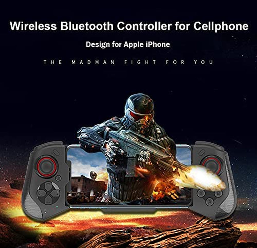 Wireless Mobile Gaming Controller for iPhone, Android, PC - Gamepad Joystick for iPhone 14/13/12/X, iPad, MacBook, Samsung Galaxy S22/S21/S20, TCL, Tablet, PC - Extended 18+ Hour Battery Life - For COD Mobile, Apex Legends - Direct Play - Black