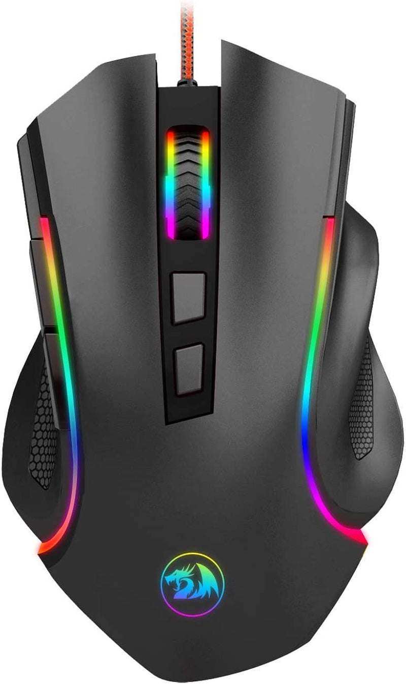 Wired Gaming Mouse: Ergonomic Design with RGB Spectrum Backlit and 7 Backlight Modes, Programmable Buttons, and Adjustable DPI up to 7200 - Perfect for Windows PC Gamers in Black.