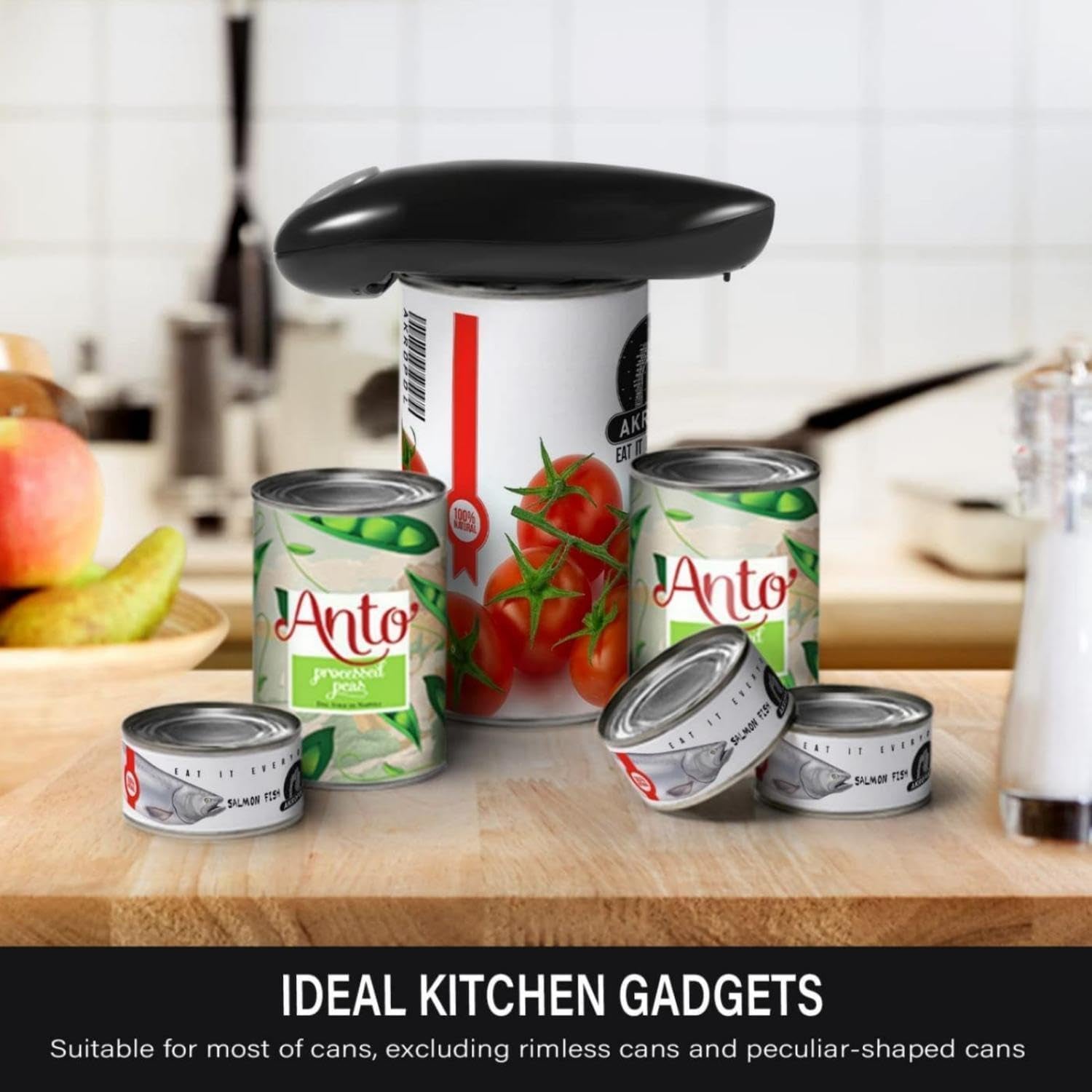 Handsfree Electric Can Opener - Best Kitchen Aid for Seniors, Arthritis-Friendly Electric Jar and Bottle Opener - Essential Home Gadget for Women, Small Kitchen Appliances for Dorm Rooms, and Camping Gadgets