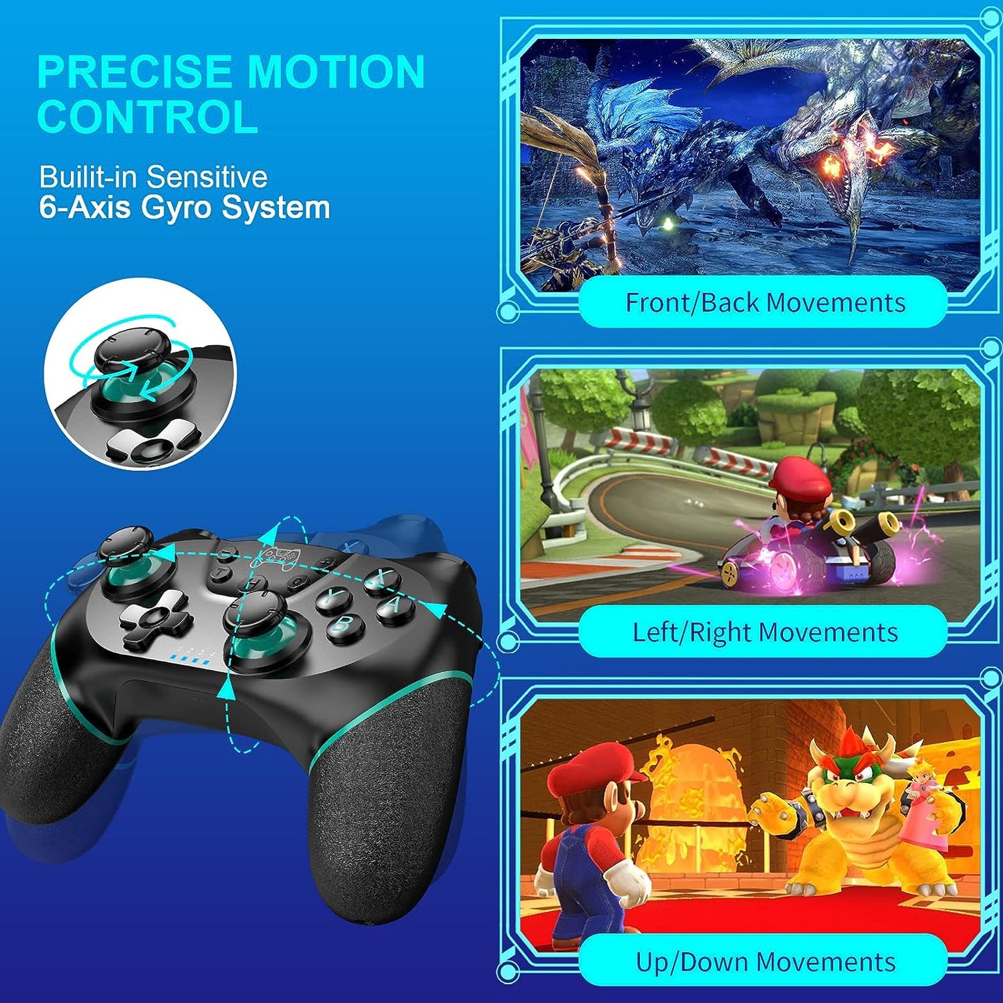 Wireless Switch Controller for Nintendo Switch Pro Controller For Nintendo Switch/OLED/Lite, Manette Switch Remote Gamepad with Joystick/Gyro & Gravity Sensor, with Charging Cable