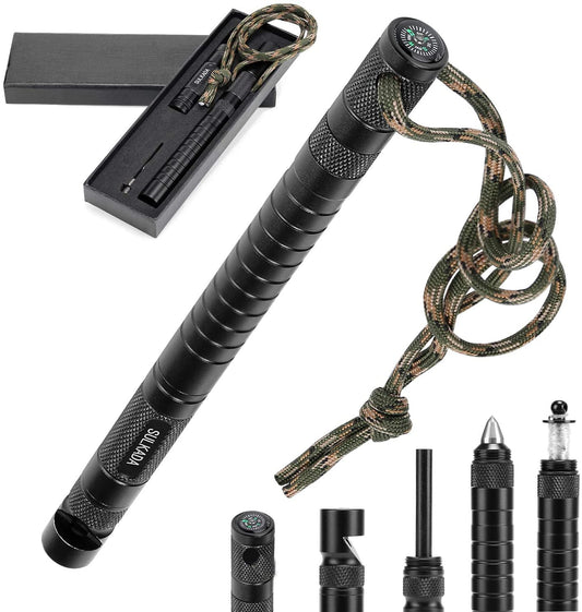 Survival Multi-Tool with Fishing Tool, Fire Starter, Survival Whistle, Window Breaker, Bottle Opener - Everyday Carry Survival Gear 