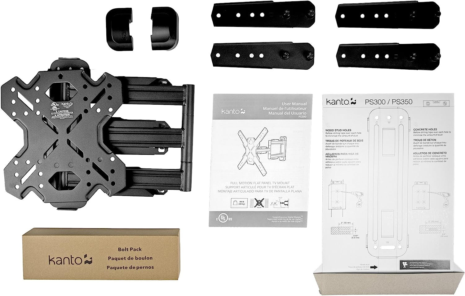 Full Motion Articulating TV Wall Mount for 26-Inch to 60-Inch TVs | Low Profile with 22" Extension | VESA Compatible up to 400X400 Black