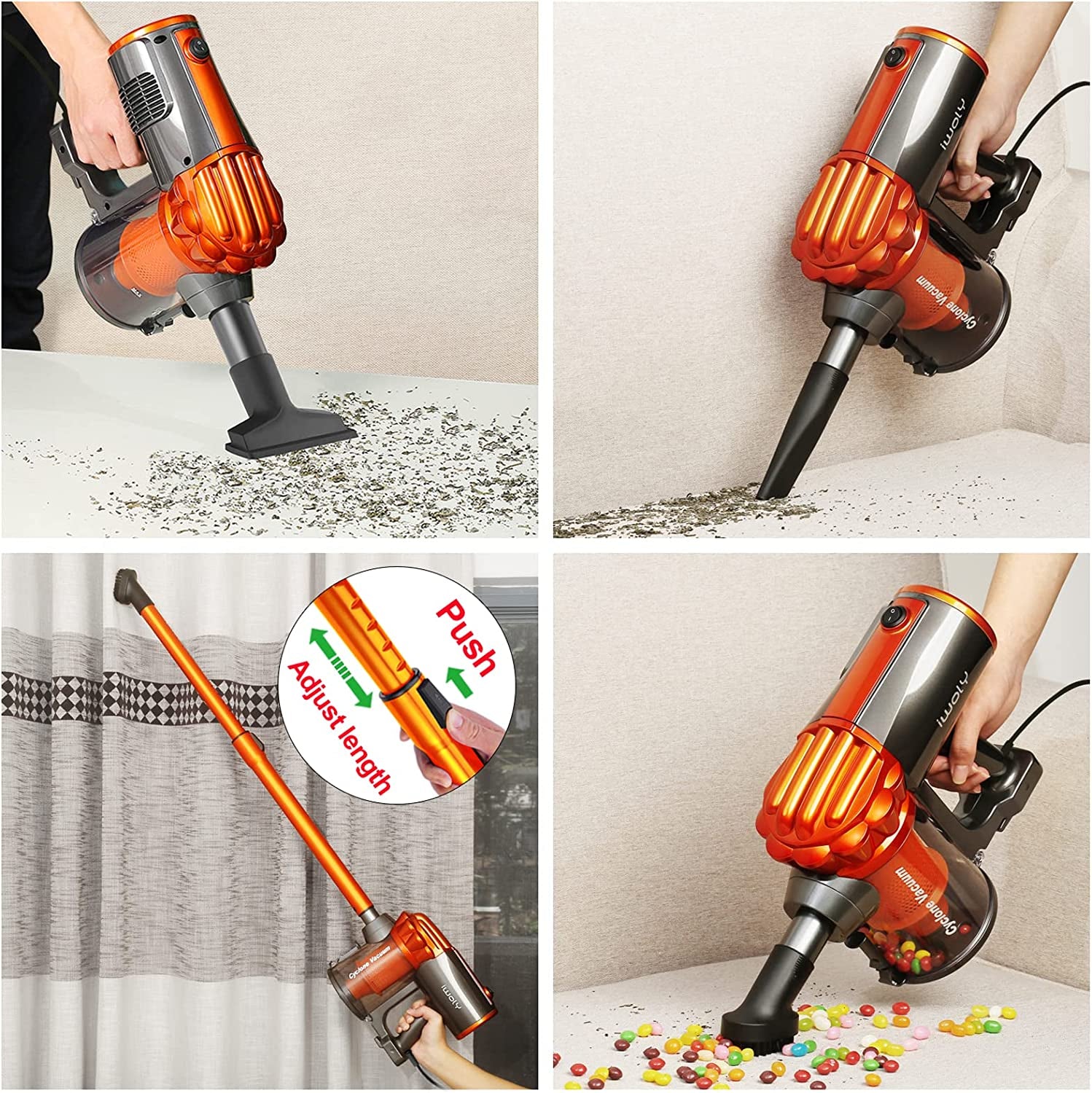 V600 Corded Bagless Stick and Handheld Vacuum Cleaner with 7m Power Cord