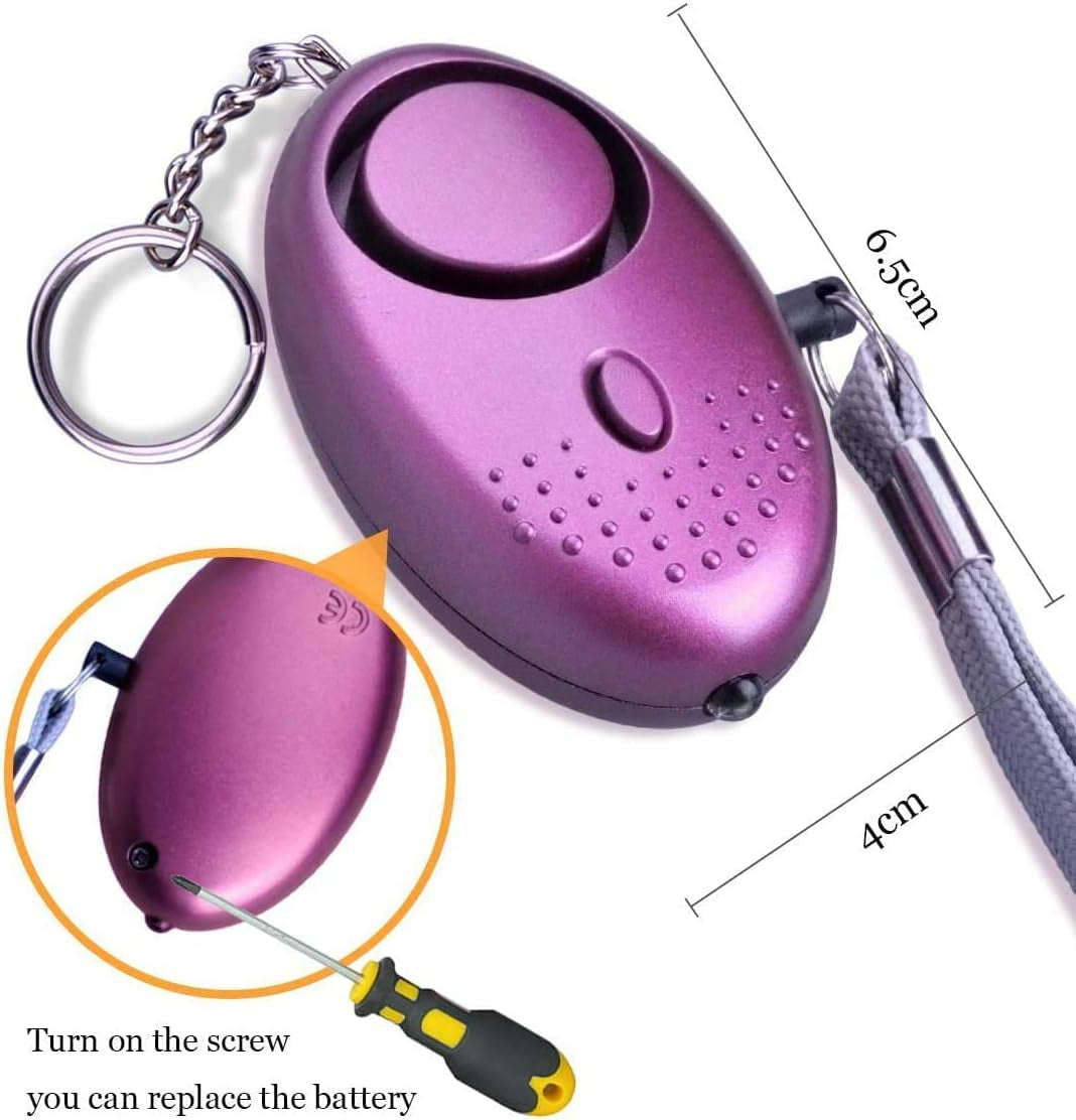 USB Rechargeable Personal Alarm for Women, Children, and the Elderly - 130dB Self Defense Siren with Pure Copper Keychains and LED Strobe Light (Multicolor)