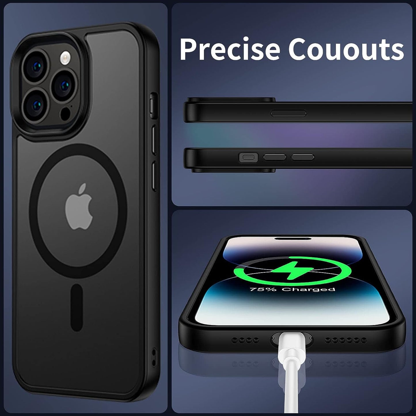 iPhone 14 Pro Max Case - Compatible with Magsafe - Military-Grade Protective Cover - Shockproof Design - Features Magnetic Apple Cases - Color: Matte Black - Specifically Designed for iPhone 14 Pro Max.