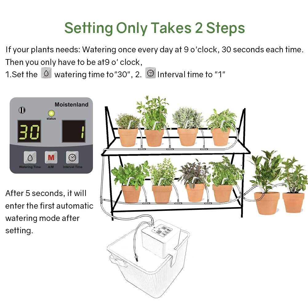 Programmable DIY Drip Irrigation Kit for Indoor Plants and Greenhouse, Automatic Watering for up to 30 Days, Ideal for Travel and Gifting