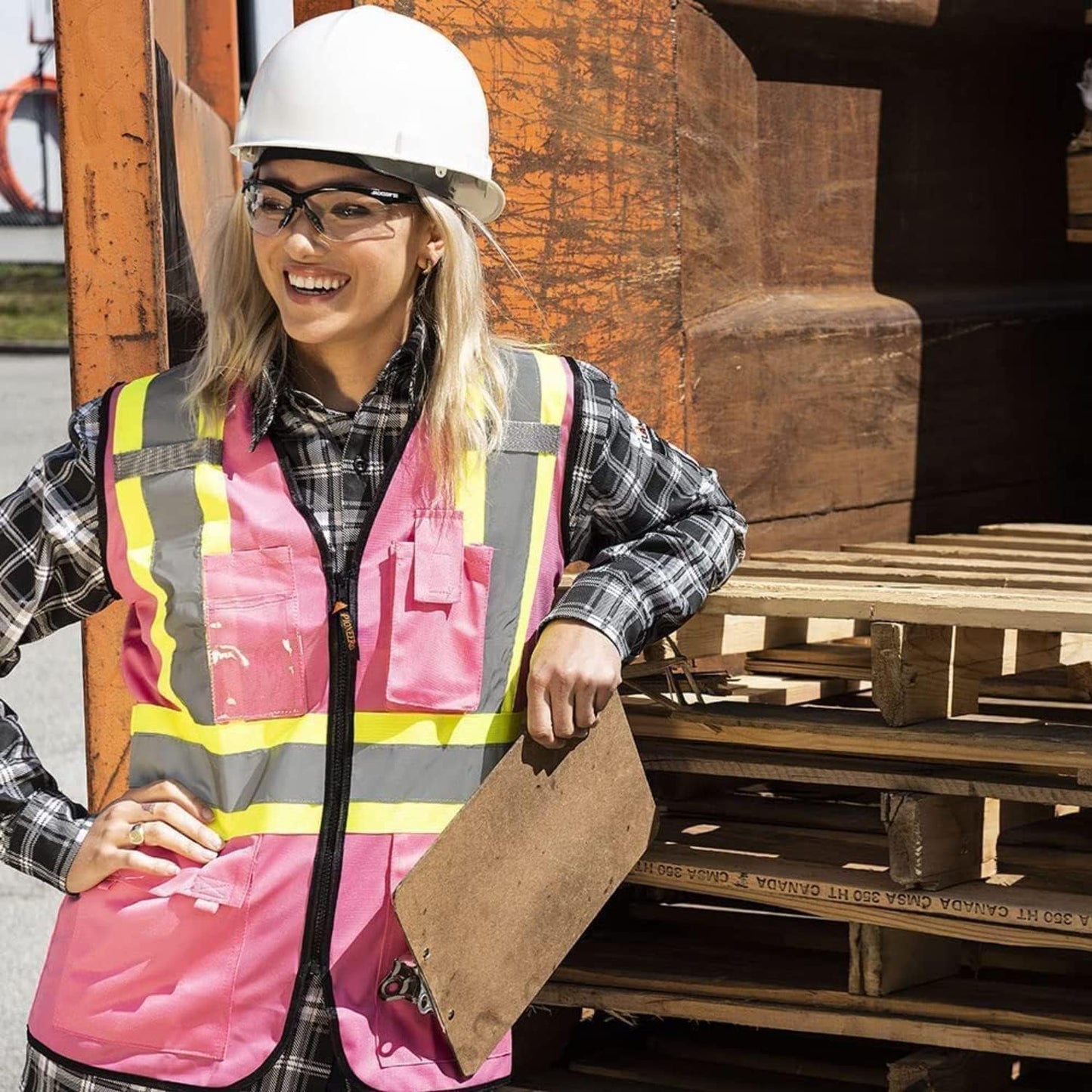 Women's High Visibility Safety Vest in Pink - Size Small