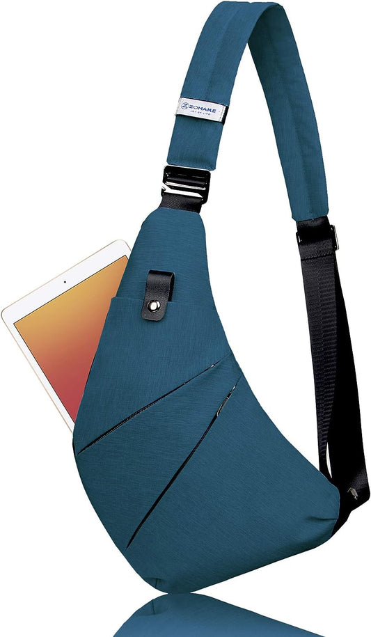 Small Water-Resistant Sling Bag for Women and Men - Crossbody Mini Backpack designed for Travel, Features Anti-Theft Design for Secure Use.