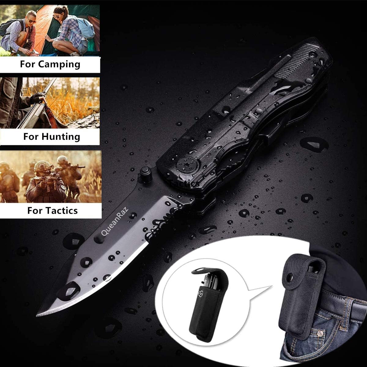 Folding Hunting Knife Multitool Pliers - Tactical Pocket Knife Gift for Men and Dads, Equipped with Saw, Bottle Opener, Screwdriver, Ideal for Camping, Outdoor Survival, Hiking, Household DIY, and Various Tools for Men.