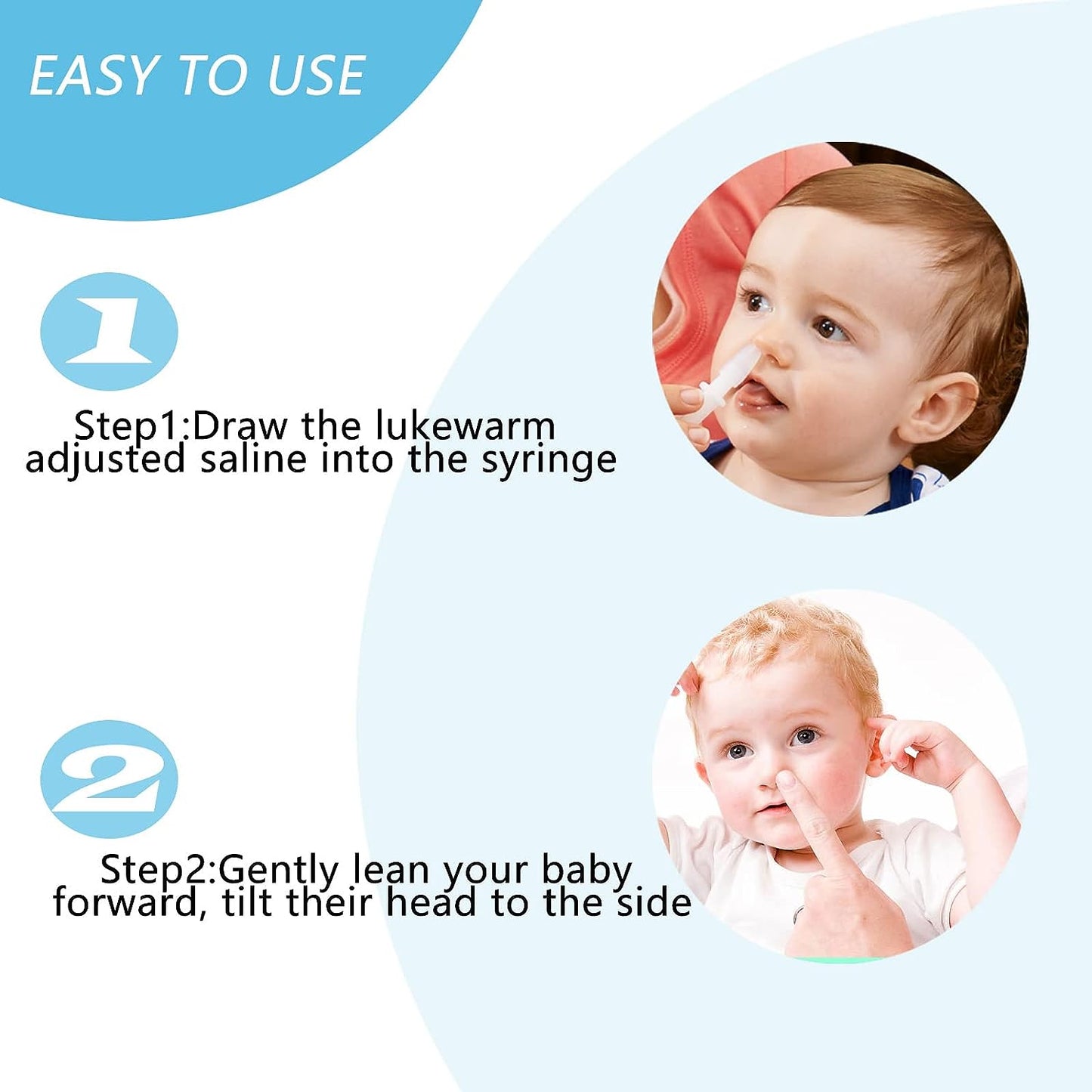 Dual-Pack Infant Nasal Irrigation Kit - 10ml Baby Nasal Aspirators with Reusable and Washable Silicone Tips - Premium-Quality Nasal Cleansing Solution for Babies