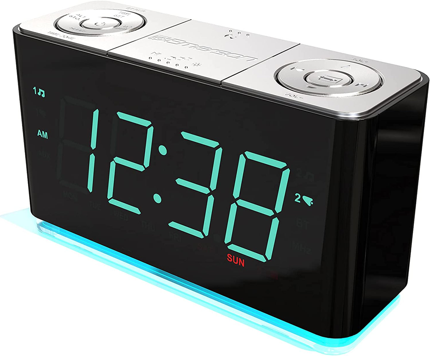 Bluetooth Speaker Alarm Clock Radio with Smartset, Charging Station/Phone Chargers and USB Port for iPhone/iPad/iPod/Android and Tablets - ER100301