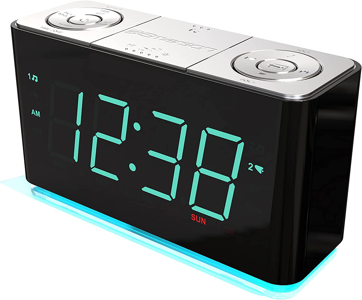 Bluetooth Speaker Alarm Clock Radio with Smartset, Charging Station/Phone Chargers and USB Port for iPhone/iPad/iPod/Android and Tablets - ER100301