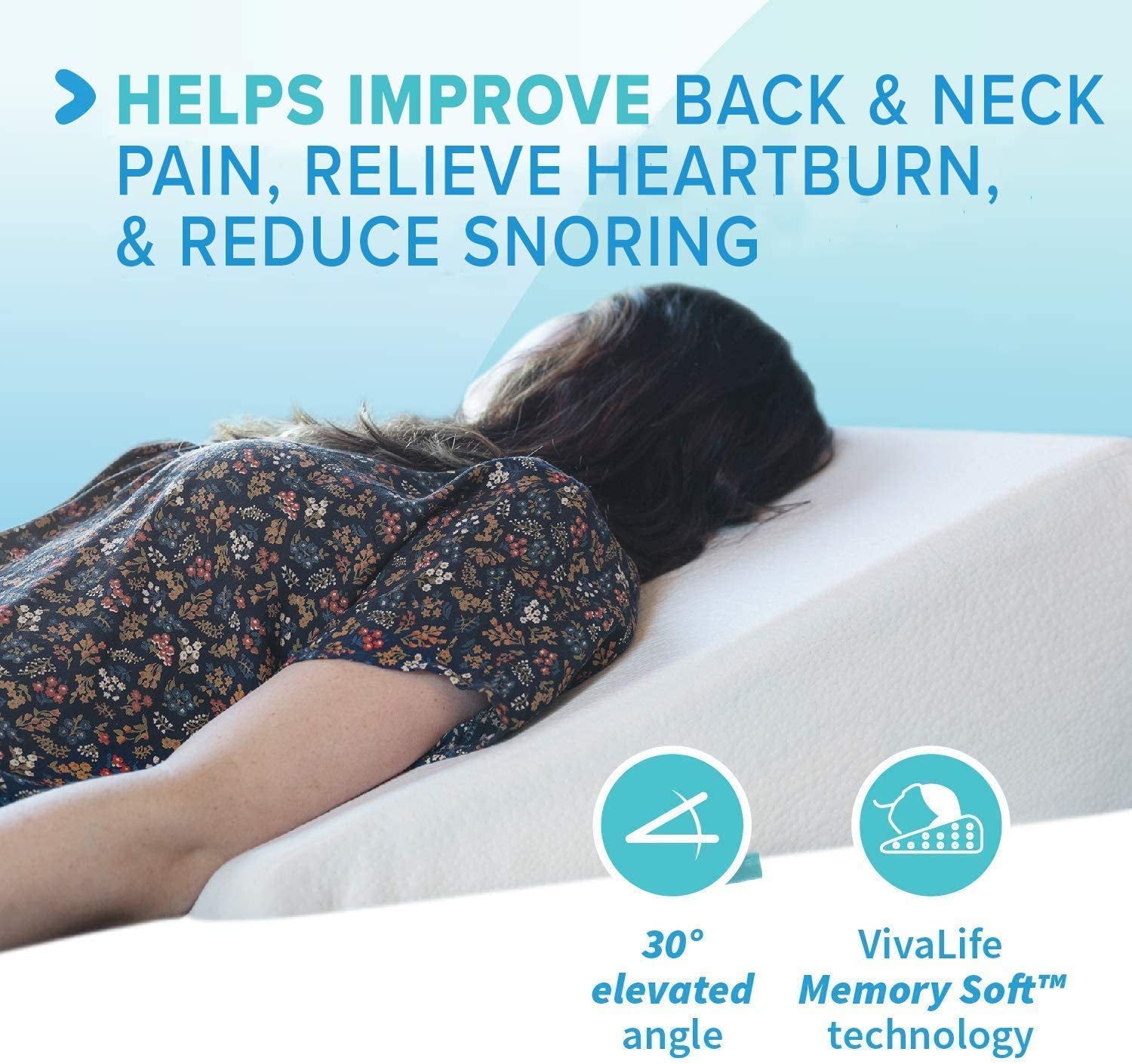 Cooling Bed Wedge Pillow with Gel Memory Foam Top - 10 Inch Wedge - Provides Elevated Support for Lower Back Pain, Acid Reflux, Heartburn, Allergies, and Snoring - Comes with an Ultra Soft Breathable Cover