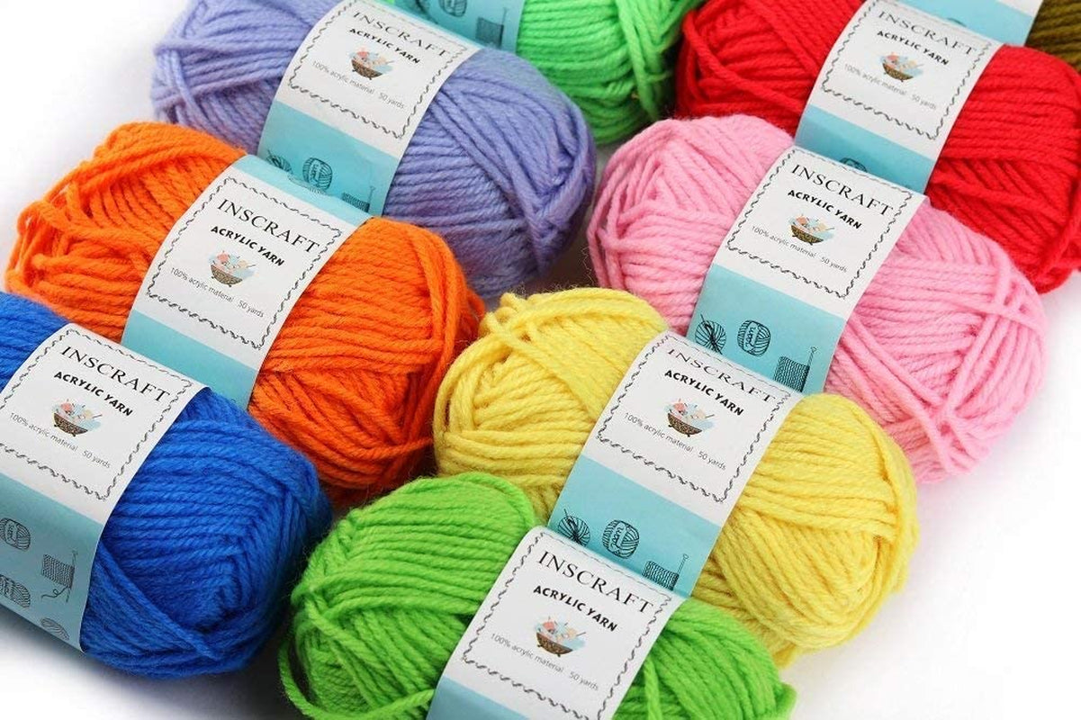 2080 Yards Crochet Yarn 52 Acrylic Yarn Skeins,  Storage Bag Includes 6 E-Books, 2 Crochet Hooks, 2 Weaving Needles, 10 Locking Stitch Markers for Crochet & Knitting 