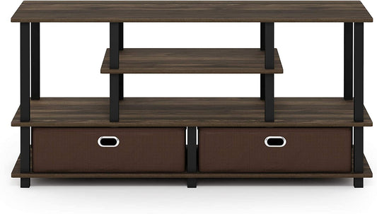 Large Stand TV Stand for up to 50-Inch TV, Walnut/Black/Dark Brown