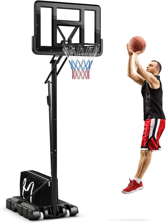 Adjustable Outdoor Basketball System with Shatterproof Backboard and Solid Metal Rim
