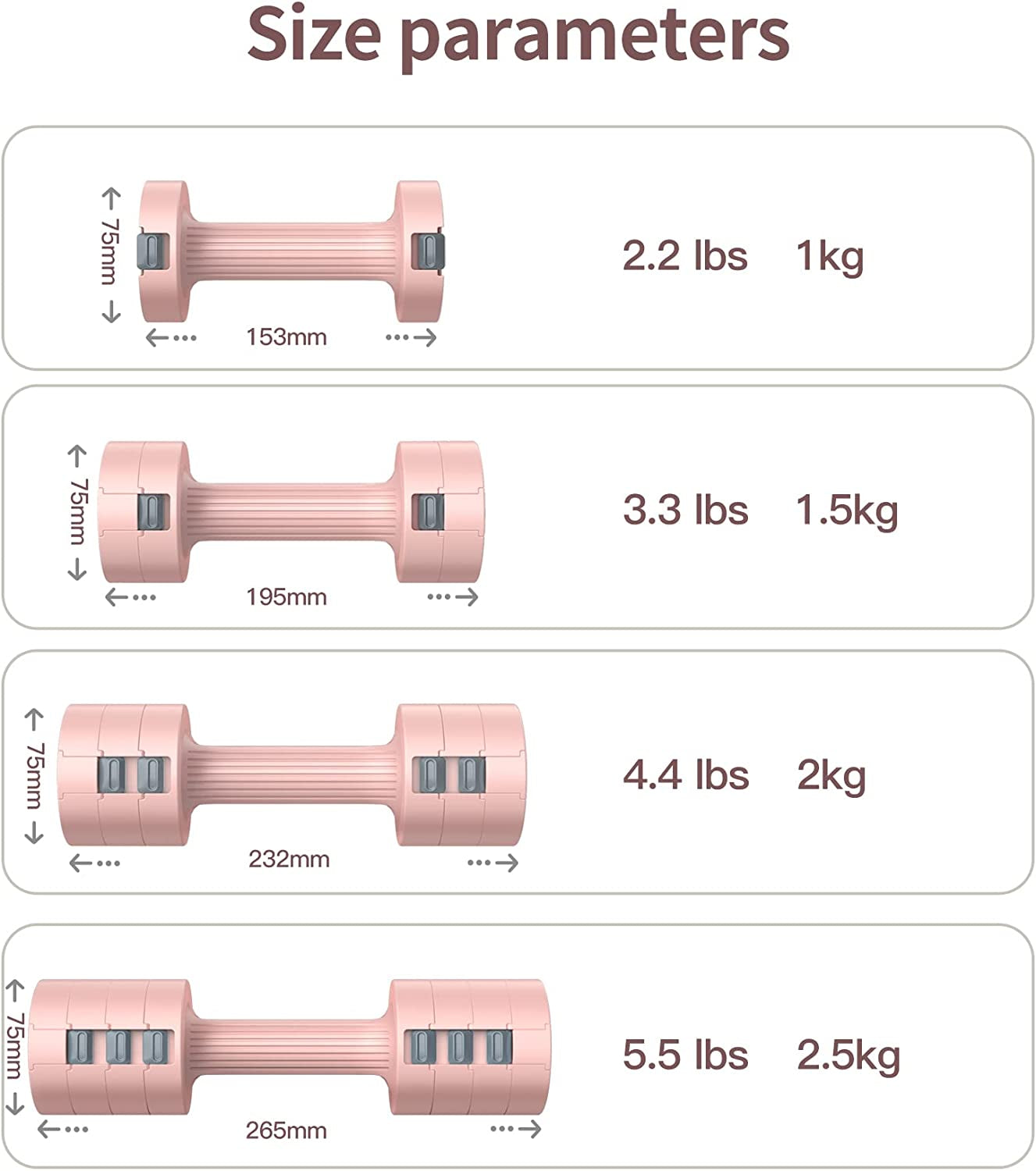Adjustable Dumbbell Sets - 4 Weight adjustments (2.2-11 LBS), Perfect for Full Body Workout, Strength Training, and Home Gym Fitness.