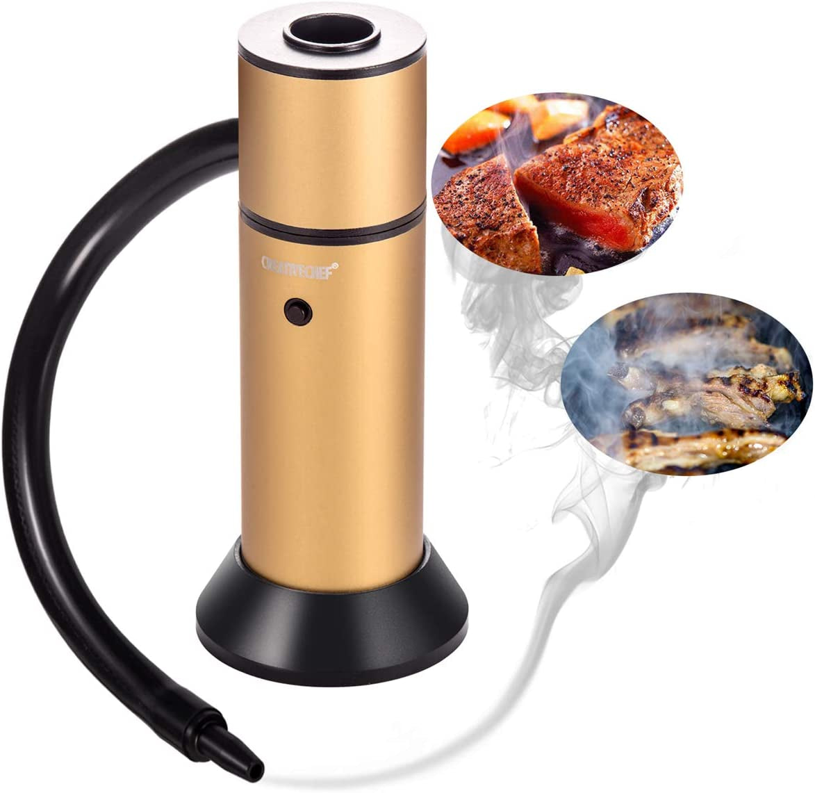  Portable Smoker Gun - Enhance Taste for Meats, Sous Vide, Grills, BBQ, Cocktails & Cheese - Includes Wood Chips (Y-Gold)