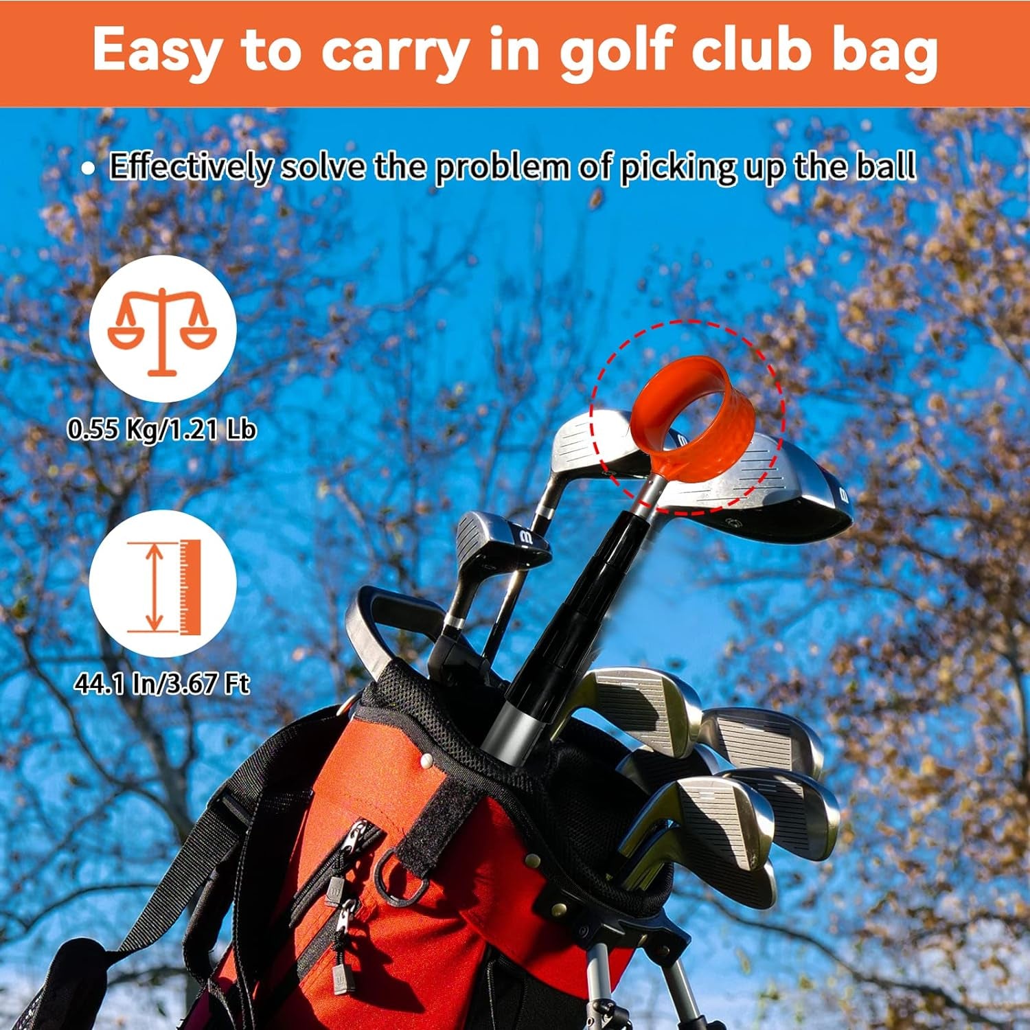 Telescopic Golf Ball Retriever - Portable Stainless/Aluminum Alloy Tool for Water, with Putter Attachment - Available in 7/9/12/15Ft Lengths