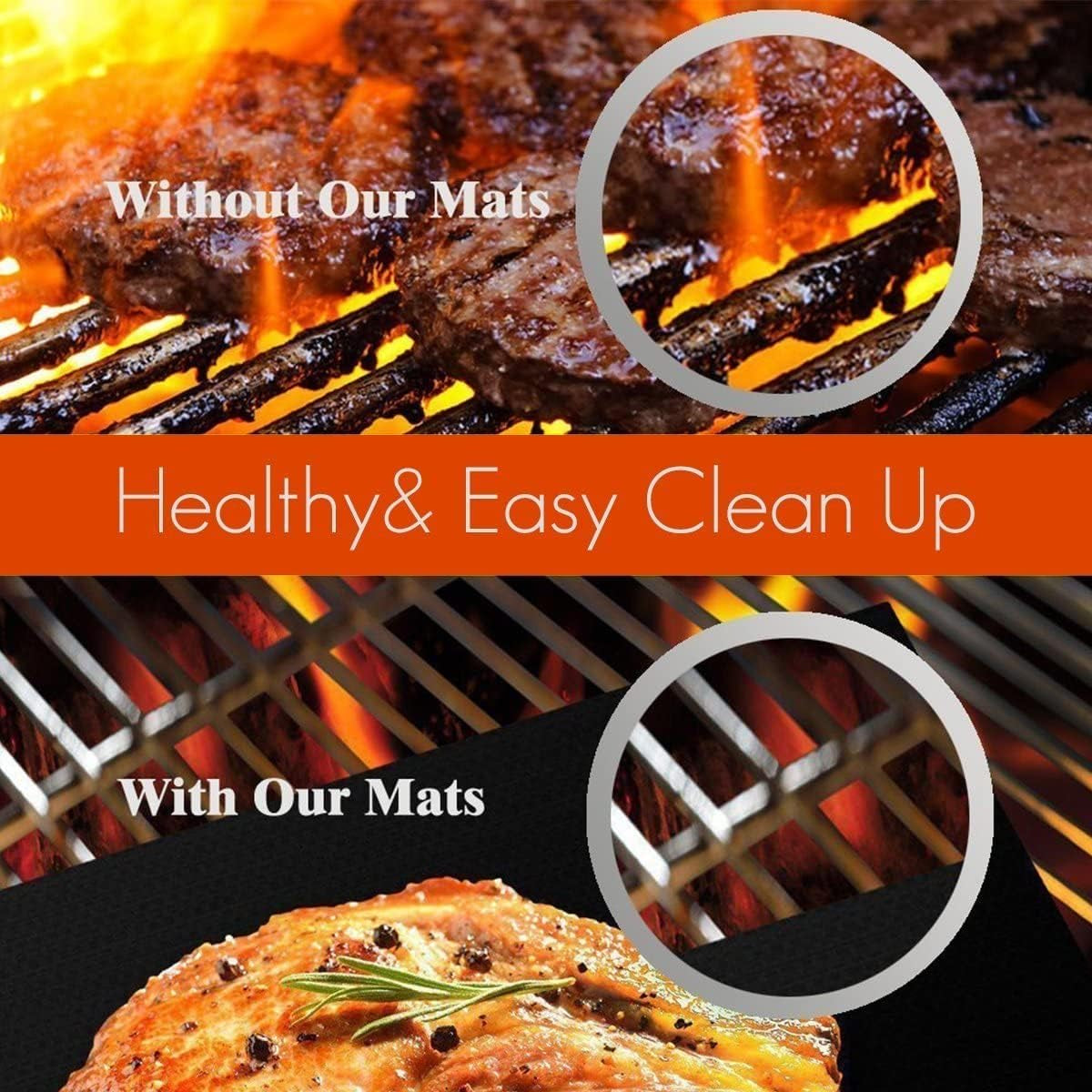 Set of 5 Grill Mats - Premium Non-Stick BBQ Grill and Baking Mats - FDA-Approved, PFOA Free