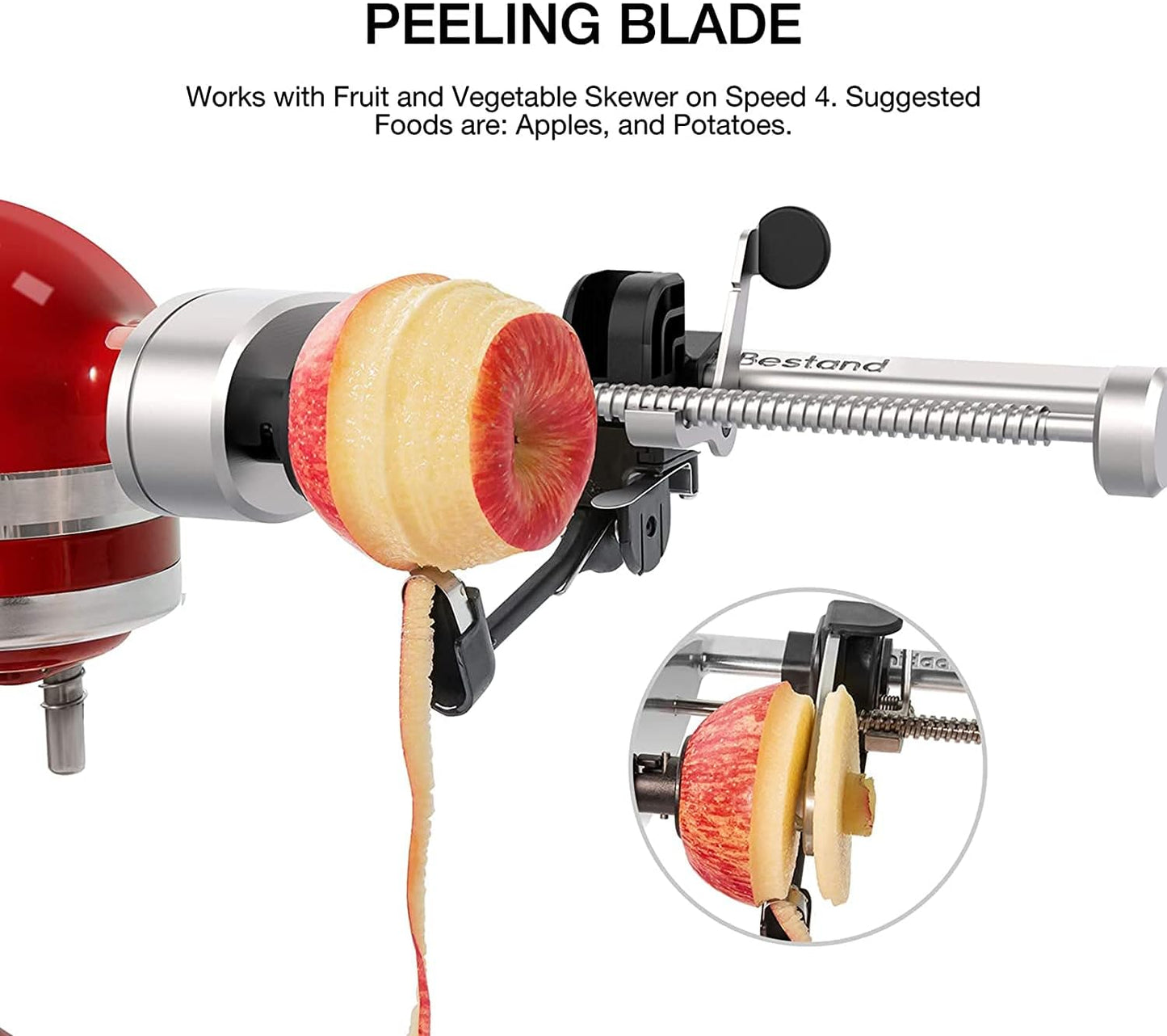 Spiralizer Plus Attachment for KitchenAid Stand Mixer - Includes Peel, Core, and Slice Functions, Vegetable Slicer with 5 Blades (Not KitchenAid Brand Spiralizer).