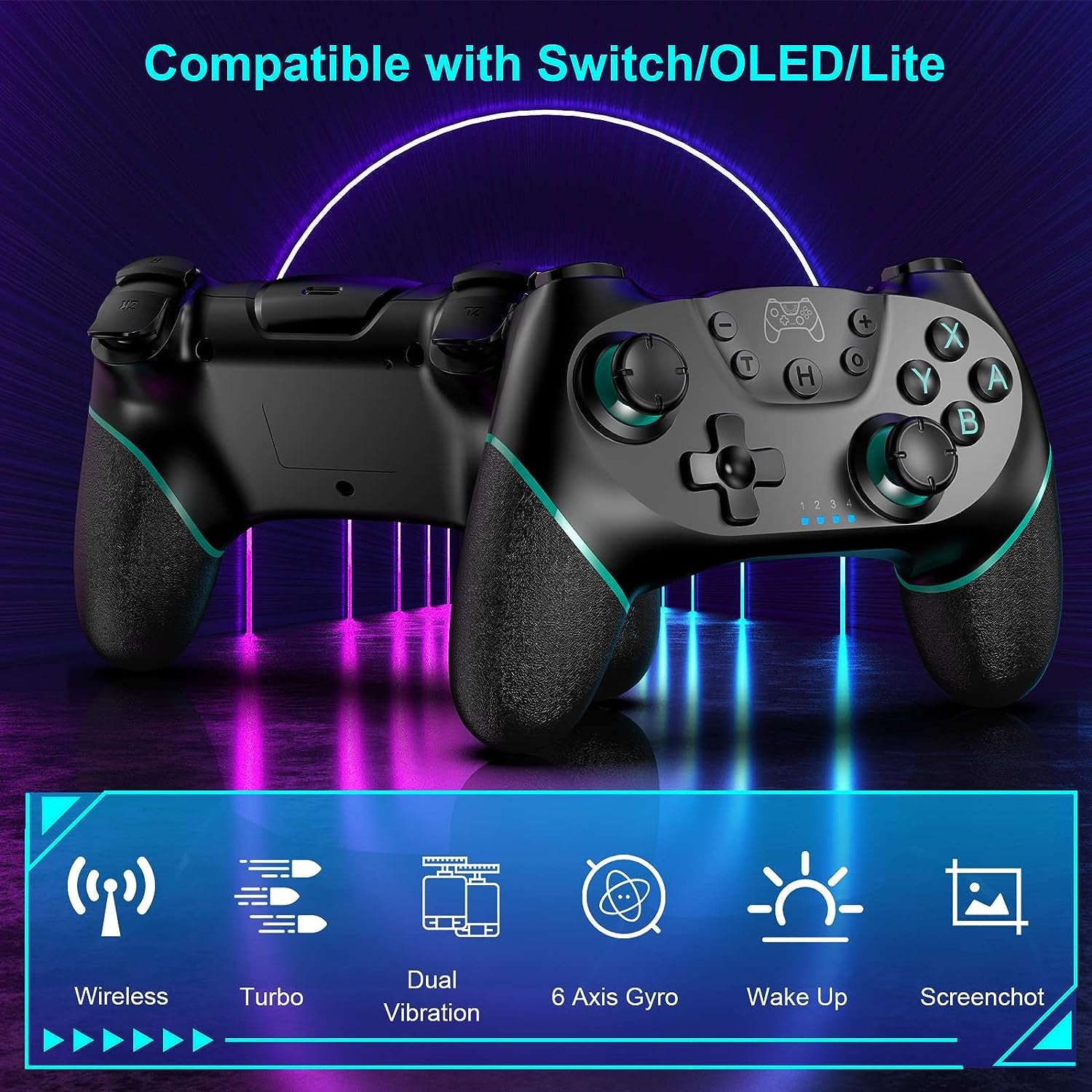 Wireless Switch Controller for Nintendo Switch Pro Controller For Nintendo Switch/OLED/Lite, Manette Switch Remote Gamepad with Joystick/Gyro & Gravity Sensor, with Charging Cable